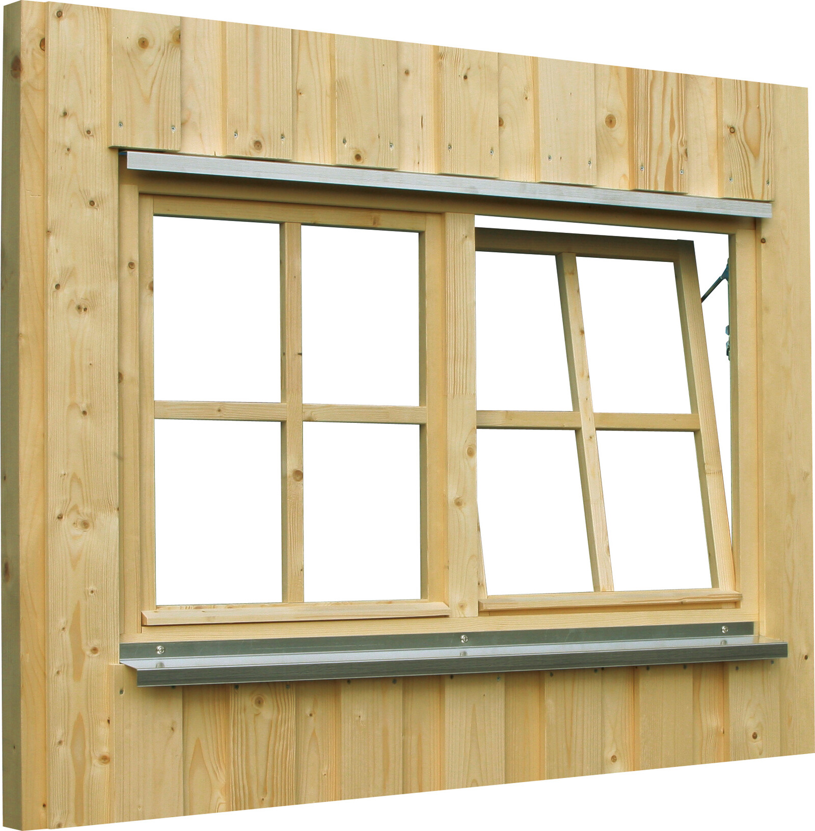 Double window for Carports 132,4 x 82,1 cm, untreated