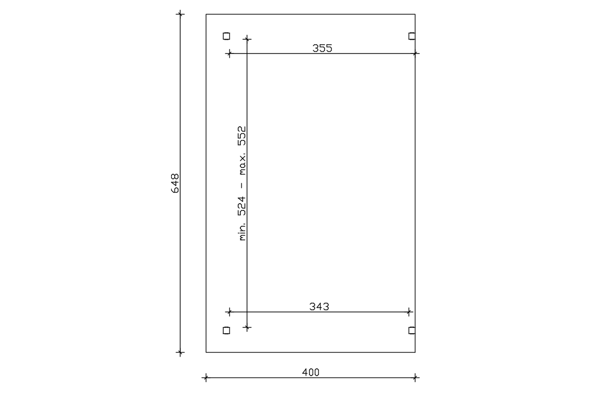 Grafik (Grundriss): Terrassenüberdachung Sanremo 648x400 cm