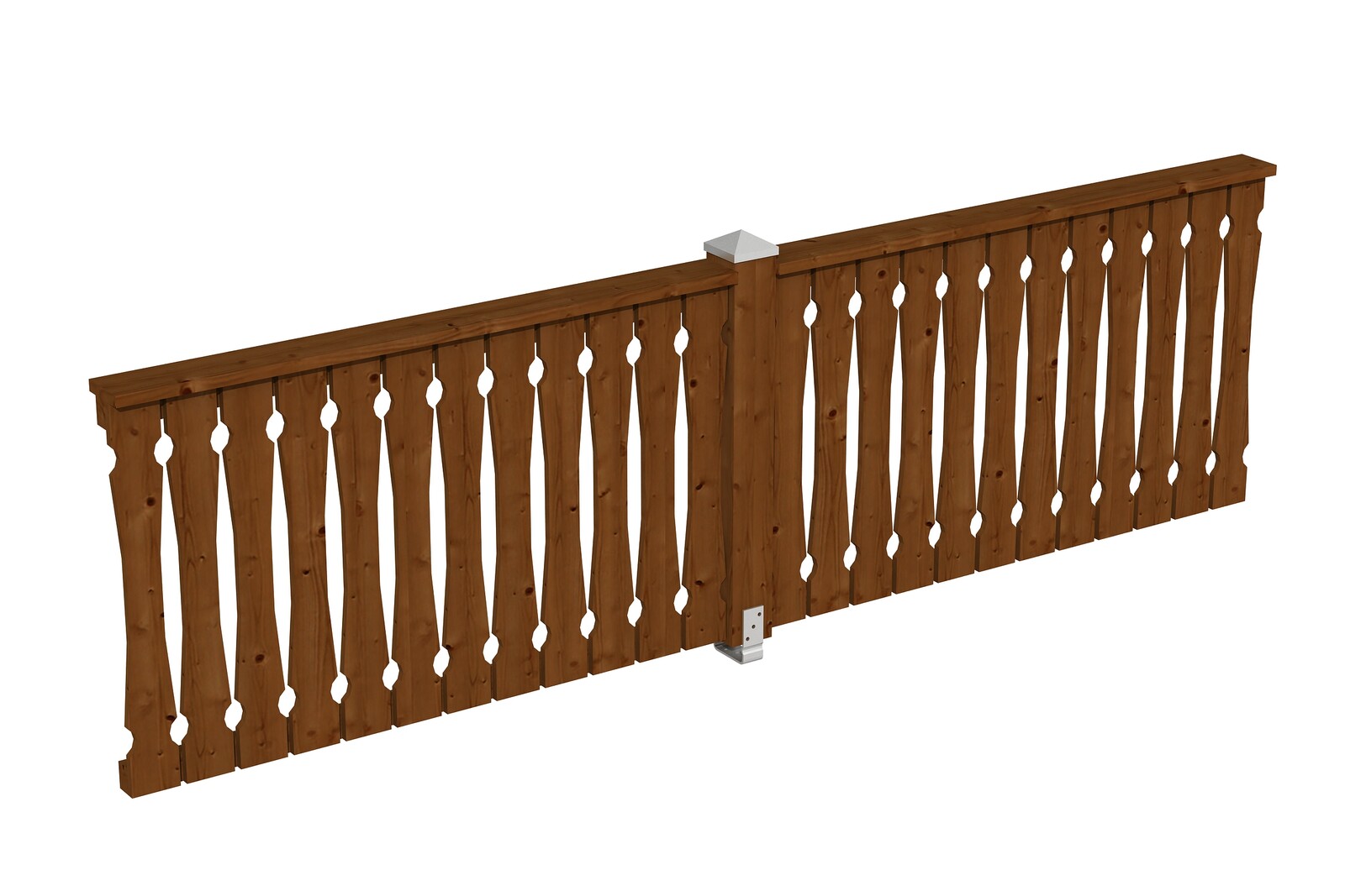 Balustrade panneau ajouré 335 x 96 cm, bois d'épinette, traitement coloré noyer