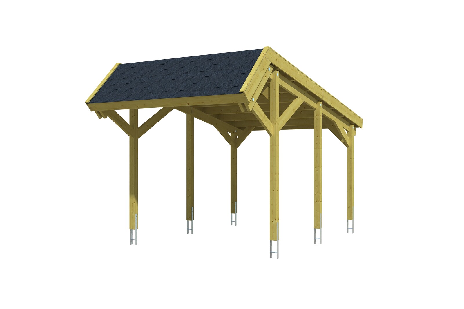 Carport Harz 321 x 560 cm with black shingles