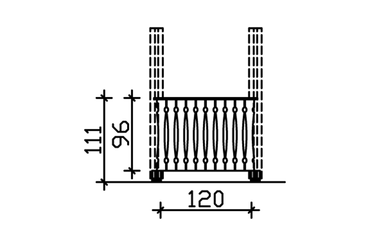 Balustrade panneau ajouré 120 x 96 cm (NANCY 1), bois d'épinette, traitement coloré chêne clair