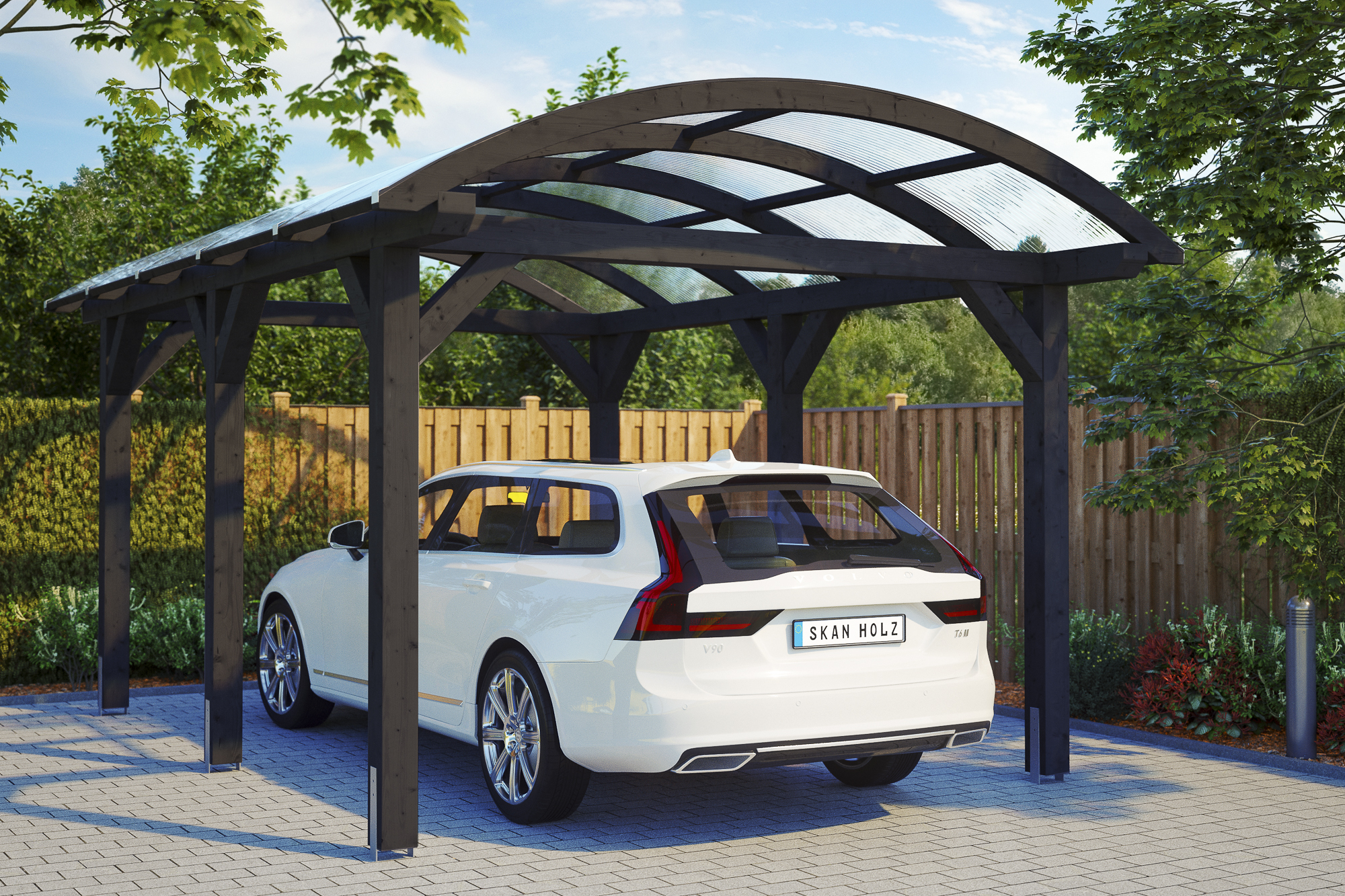 Ambientebild: Carport Franken 376 x 541 cm, farblich behandelt in anthrazit