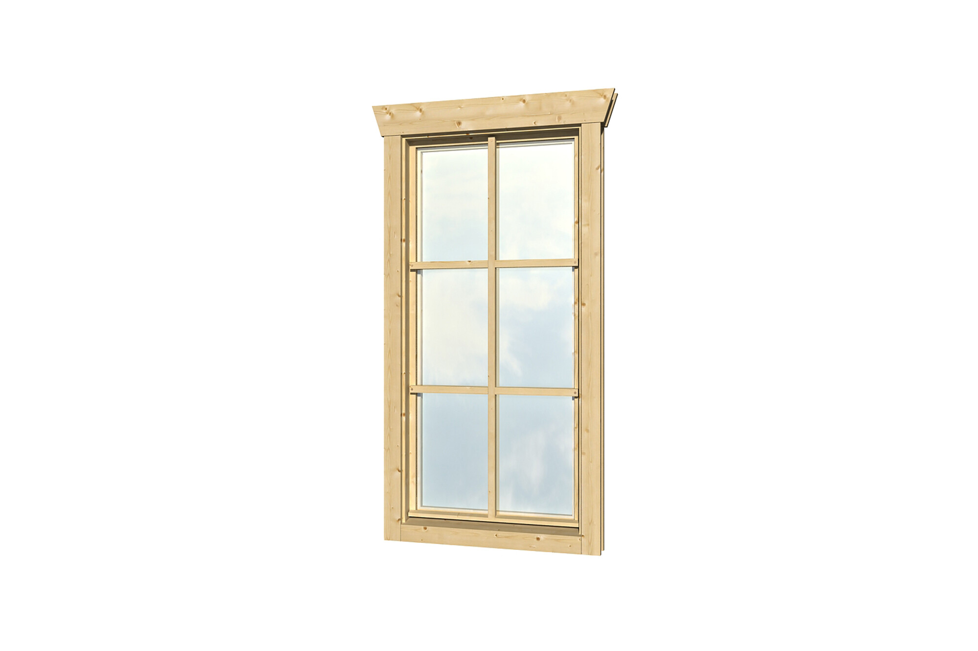 Single window, right hinge 57,5x123,5cm, 28mm, untreated