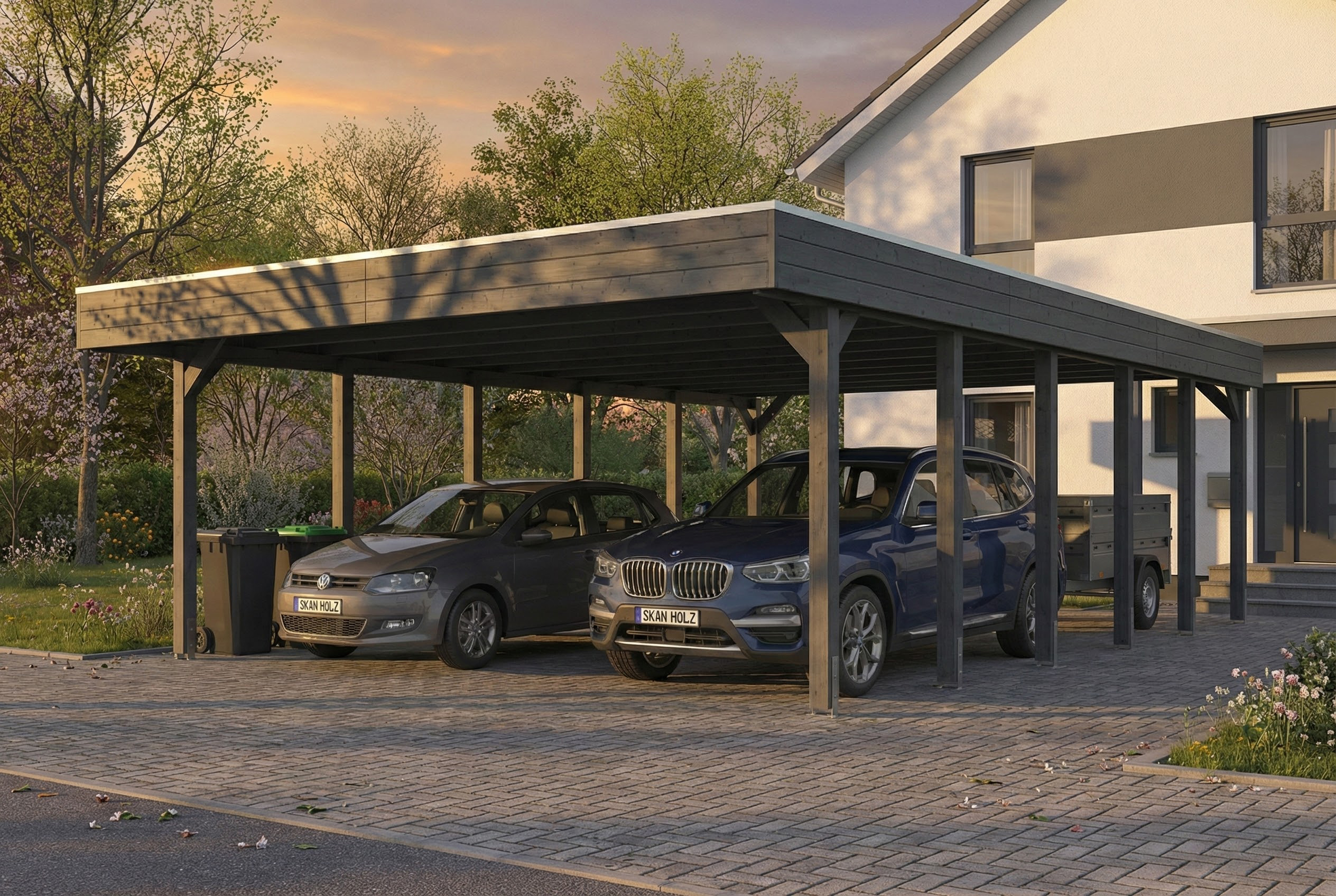 Carport Friesland 546 x 860 cm, met dakplaten, leigrijs