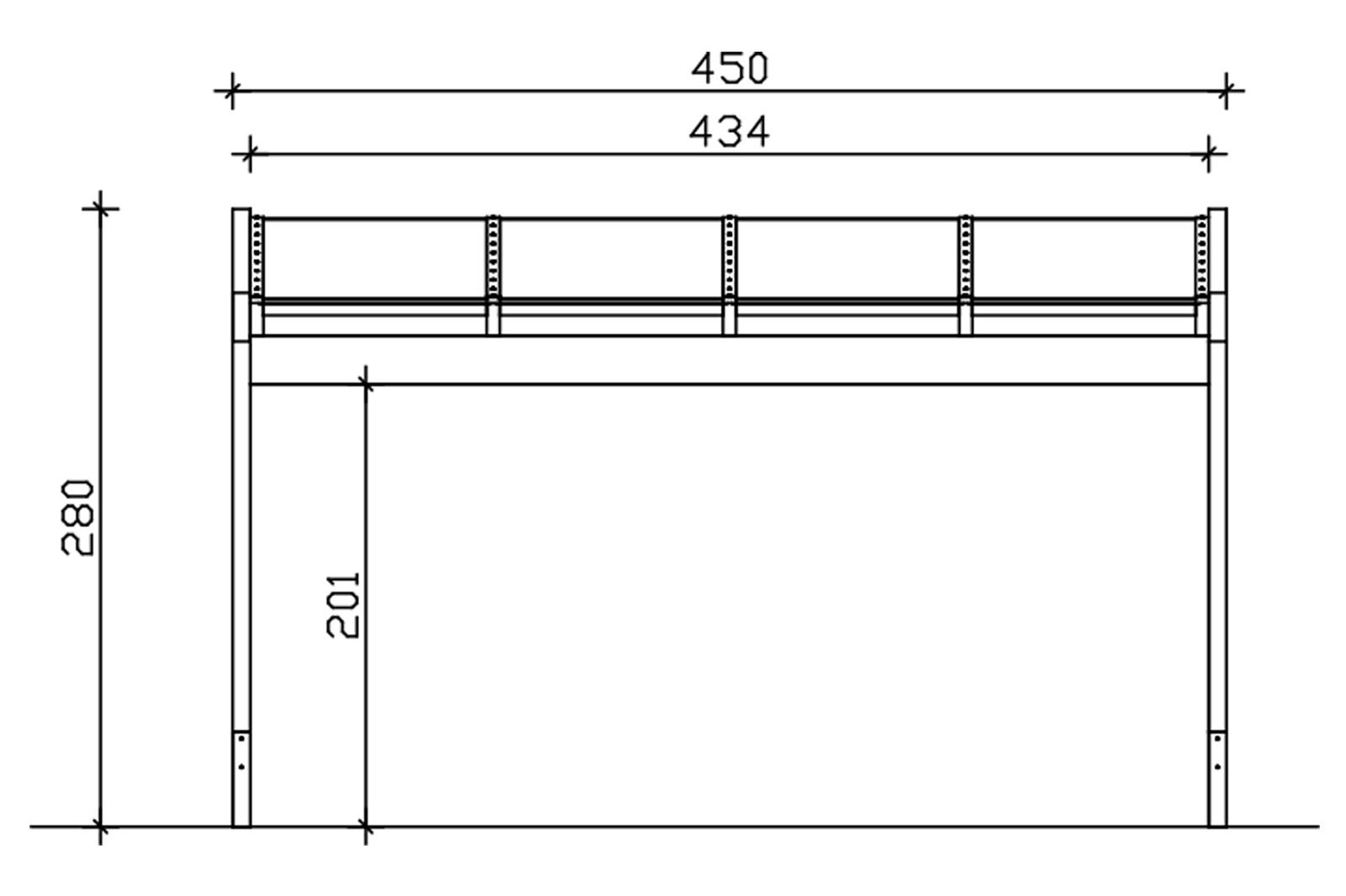 Terrace roof Novara 450 x 309 cm, glulam, colour pre-treated slate-grey