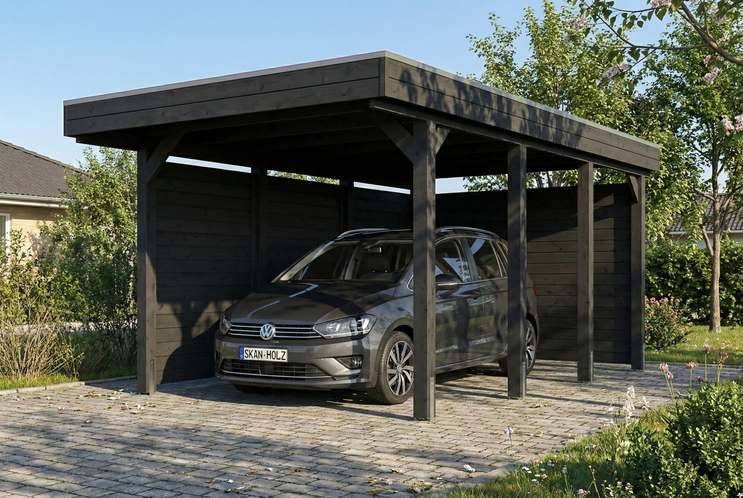 Carport Friesland Set A, 320 x 555 cm, mit Seiten- und Rückwand, anthrazit