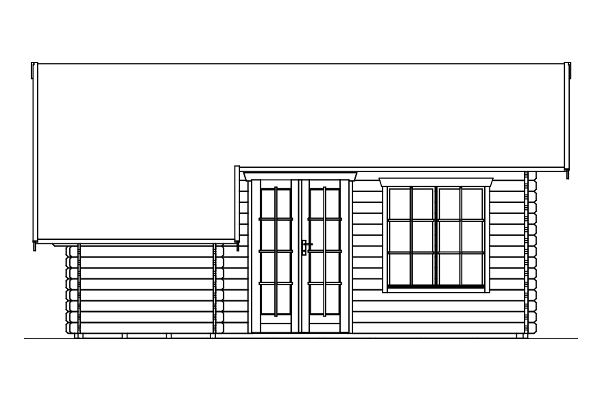 Gartenhaus Esbjerg 3, 420 x 560 cm, mit Anbauschuppen, natur