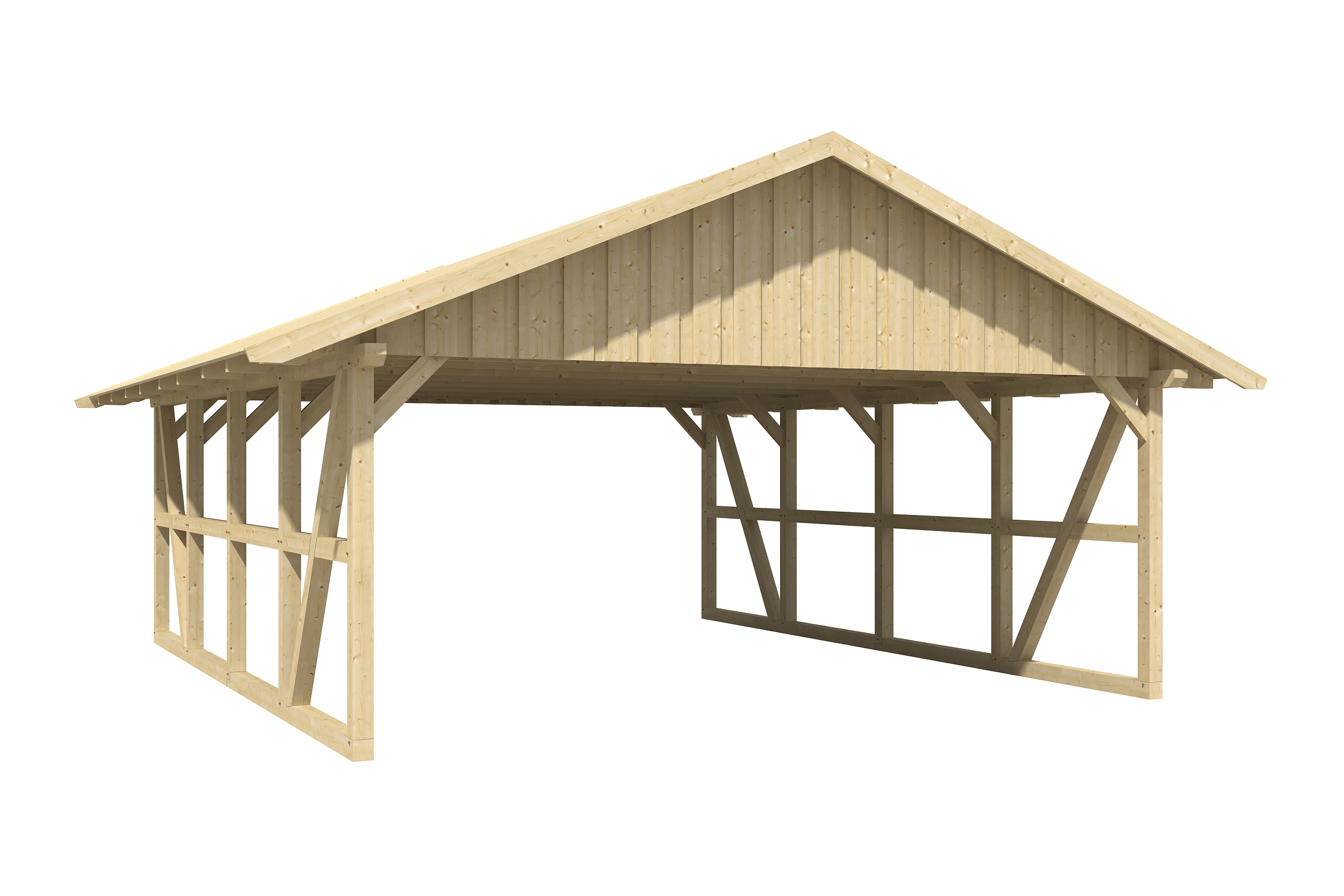 Carport Schwarzwald 684 x 772 cm, natur, mit Dachschalung