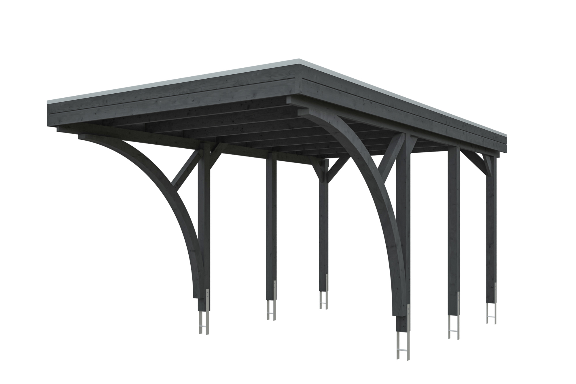 Carport Friesland Set F, 320 x 555 cm, mit zwei Einfahrtsbögen, schiefergrau