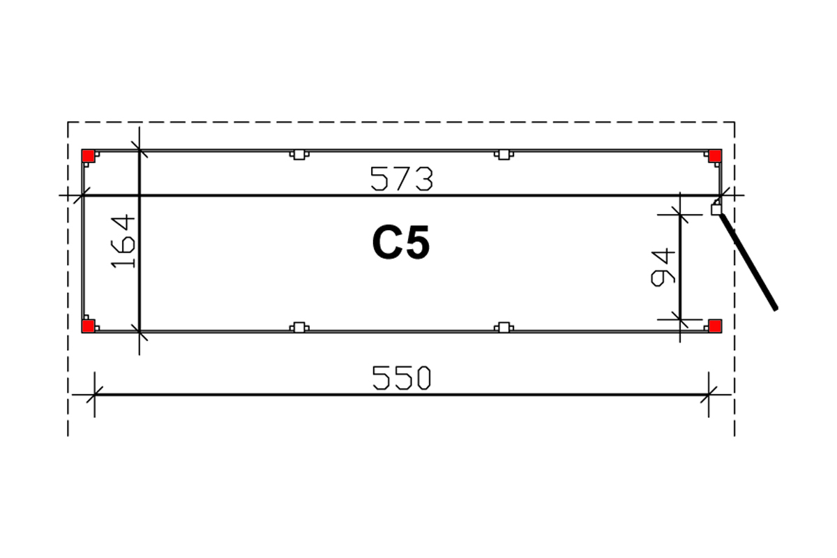 Abstellraum C5, 573x164cm, Profilschalung,  schiefergrau