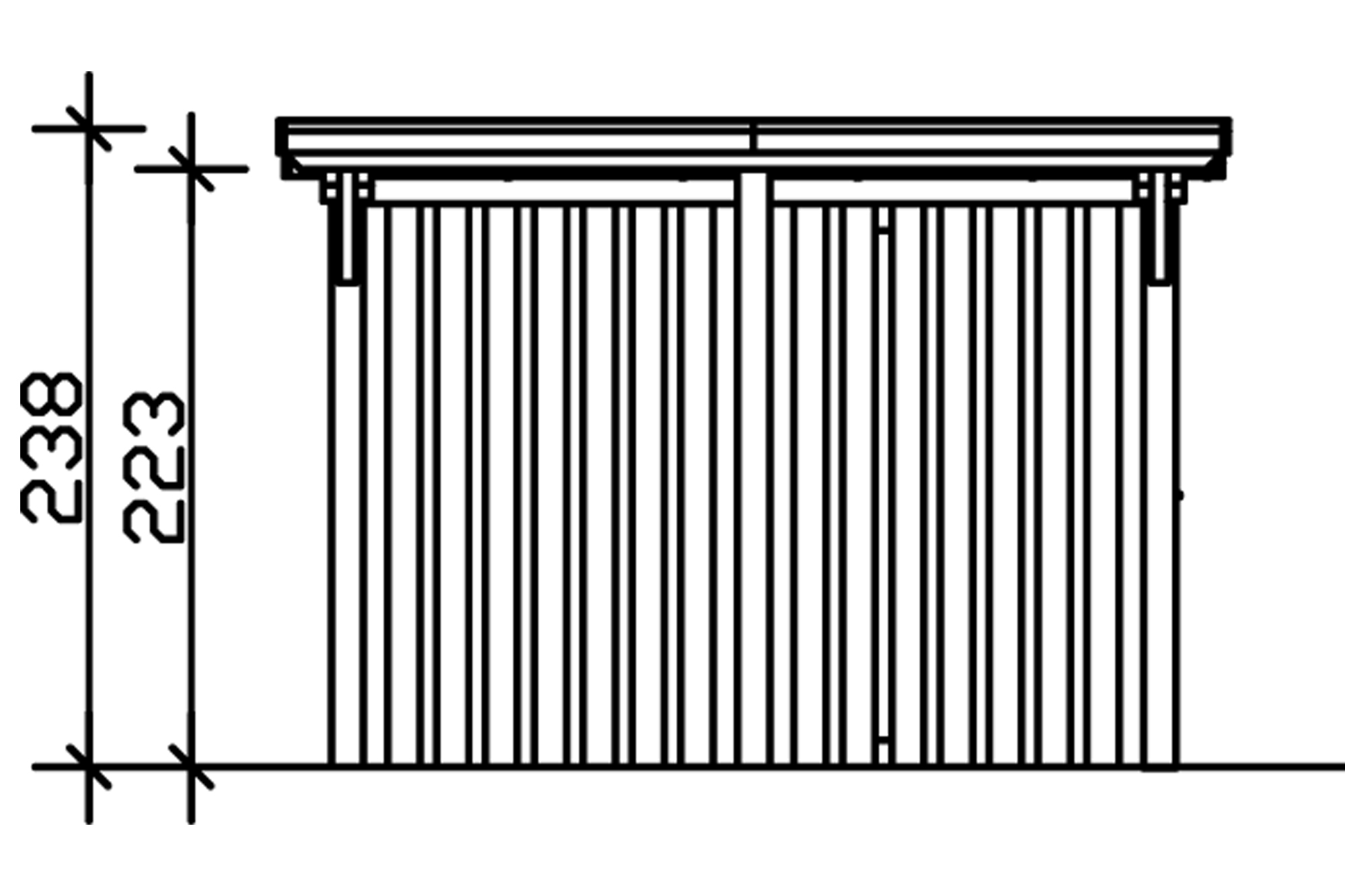 Grafik (Vorderansicht): Carport Emsland mit Abstellraum 354 cm Breite