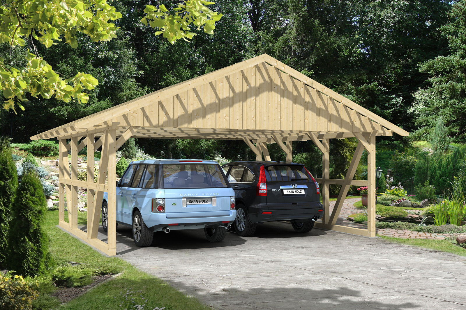 Carport Schwarzwald 684 x 600 cm met daklatten, onbehandeld