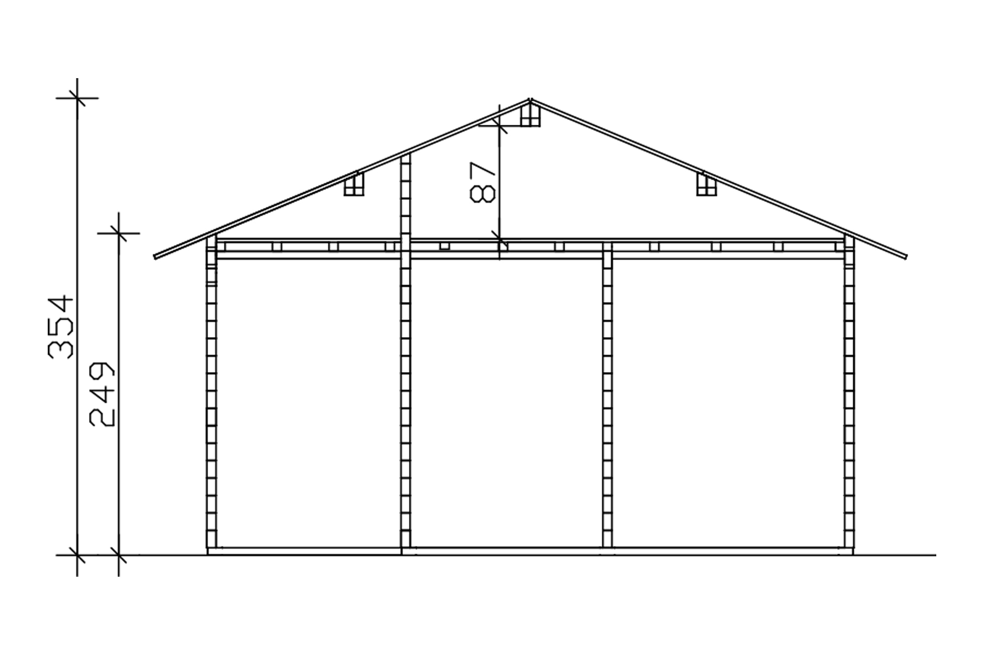 Log cabin Ontario 600 x 500 cm with roof battens, untreated