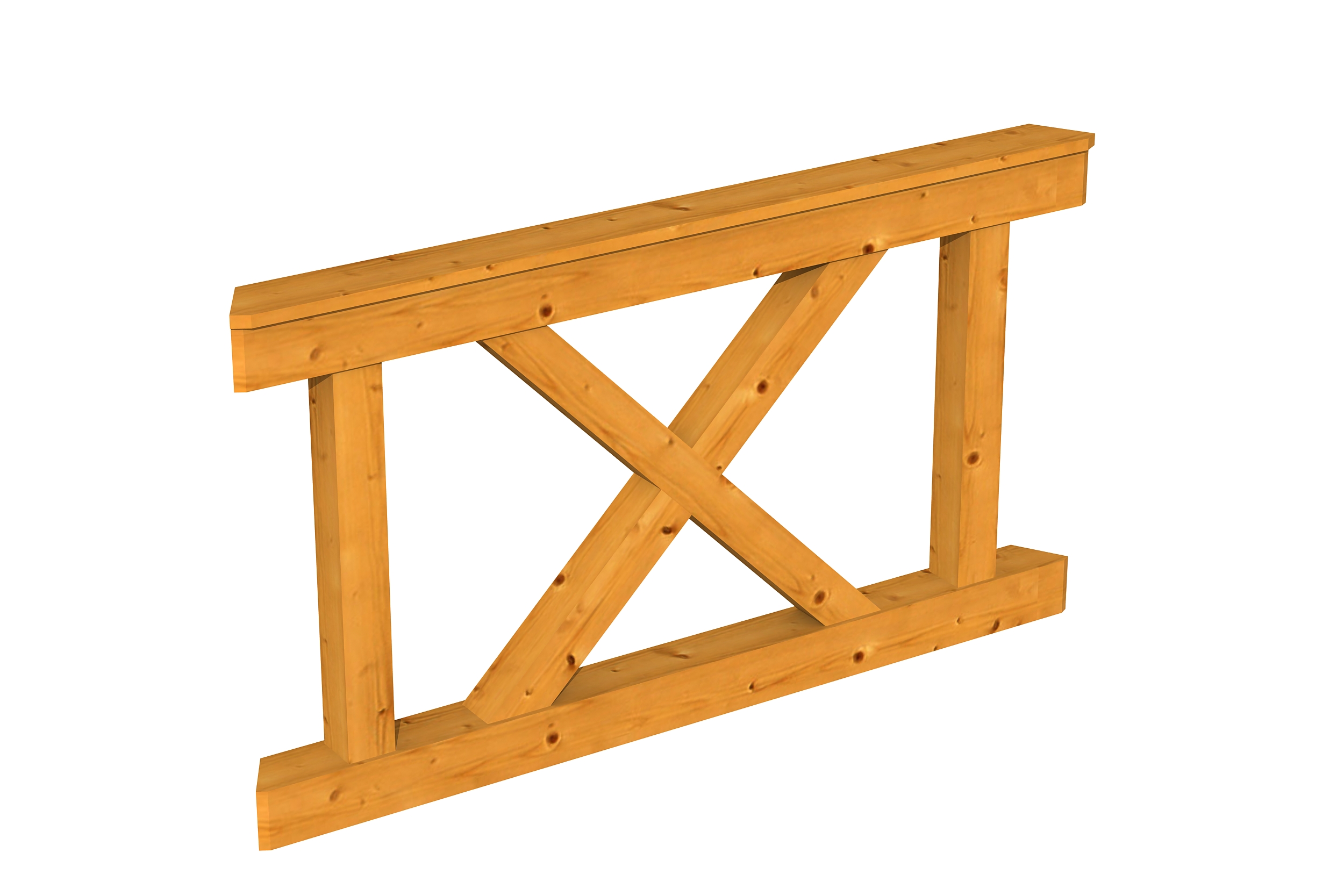 Brüstung Andreaskreuz 150 x 84 cm, Fichte, eiche hell