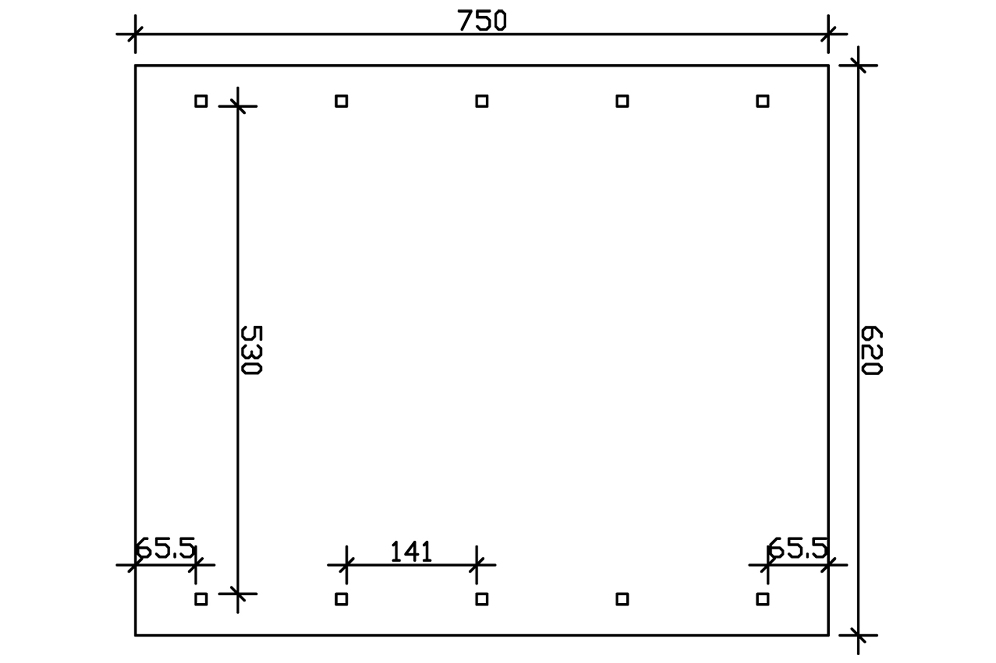 Grafik (Grundriss): Carport Wallgau 620 x 750 cm