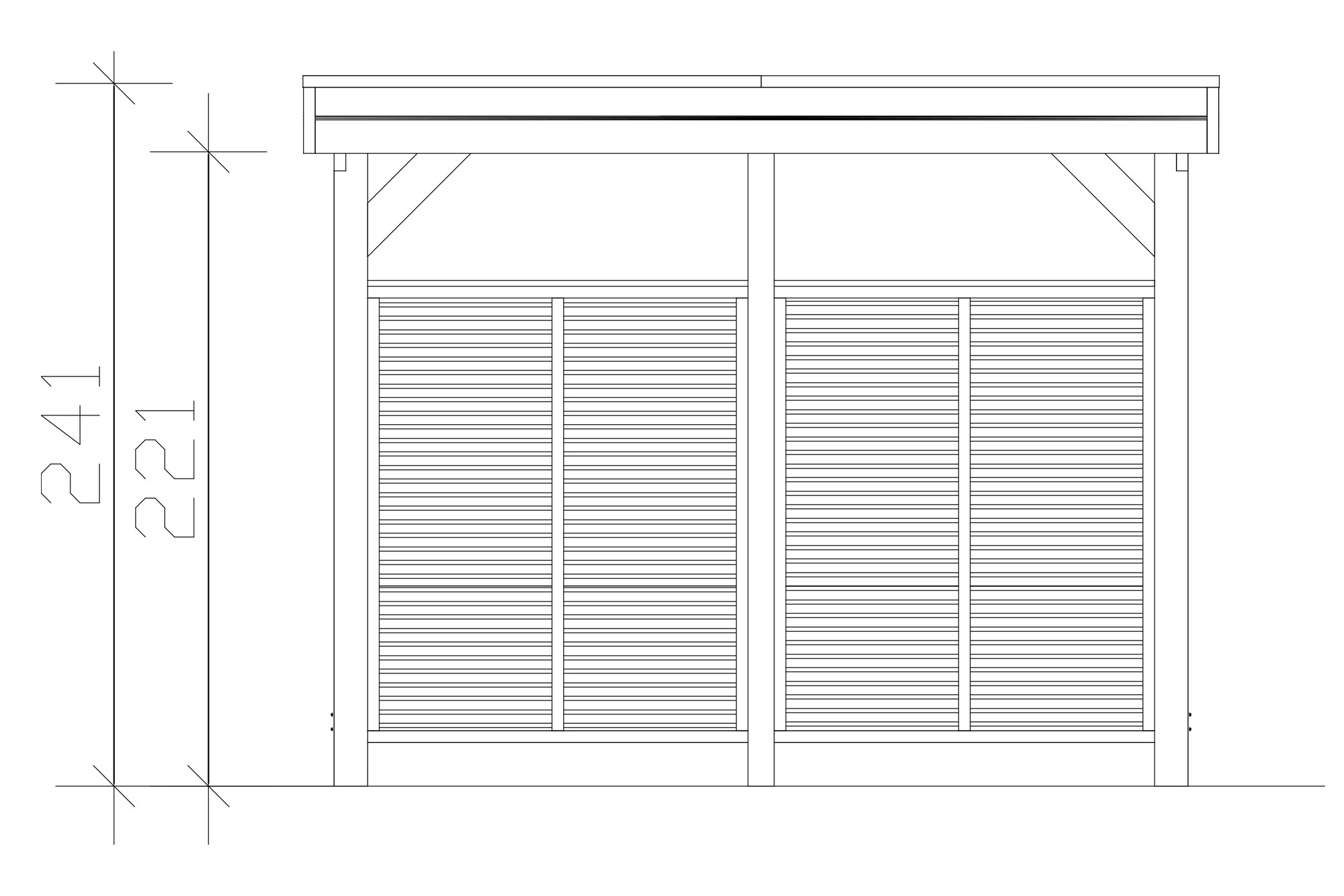 Carport Friesland Hybrid Set 11, 314 x 555 cm mit Rück- und Seitenwand, nussbaum