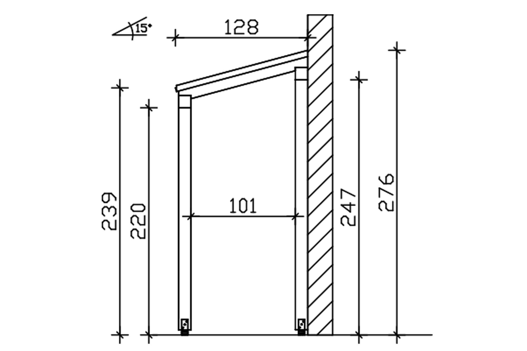 Grafik (Schnitt): Vordach Putbus 