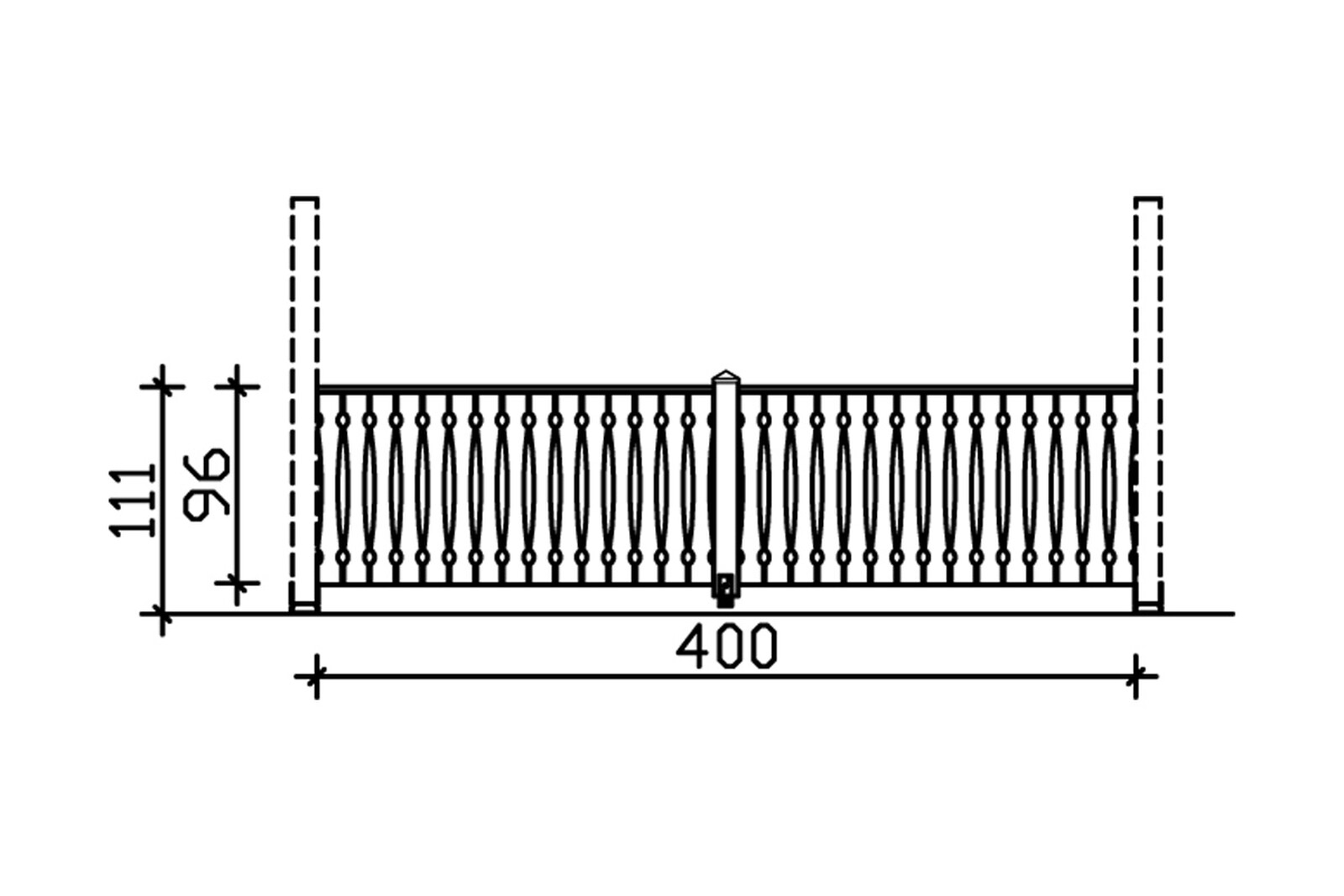 Balustrade balcony siding 400 x 96 cm, spruce, colour pre-treated in light oak