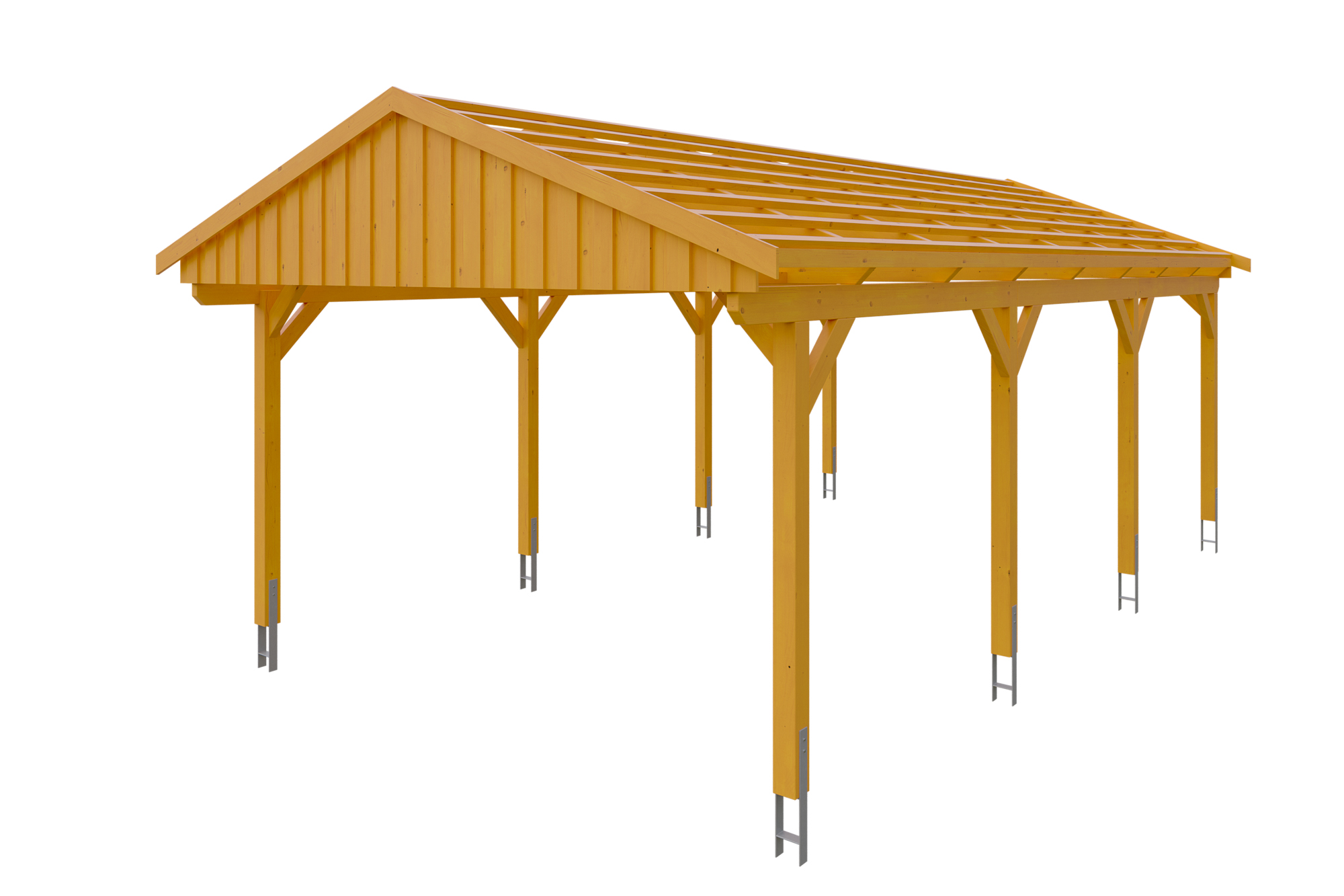 Produktbild: Carport Fichtelberg 423 x 808 cm, farblich behandelt in eiche hell, mit Dachlatten