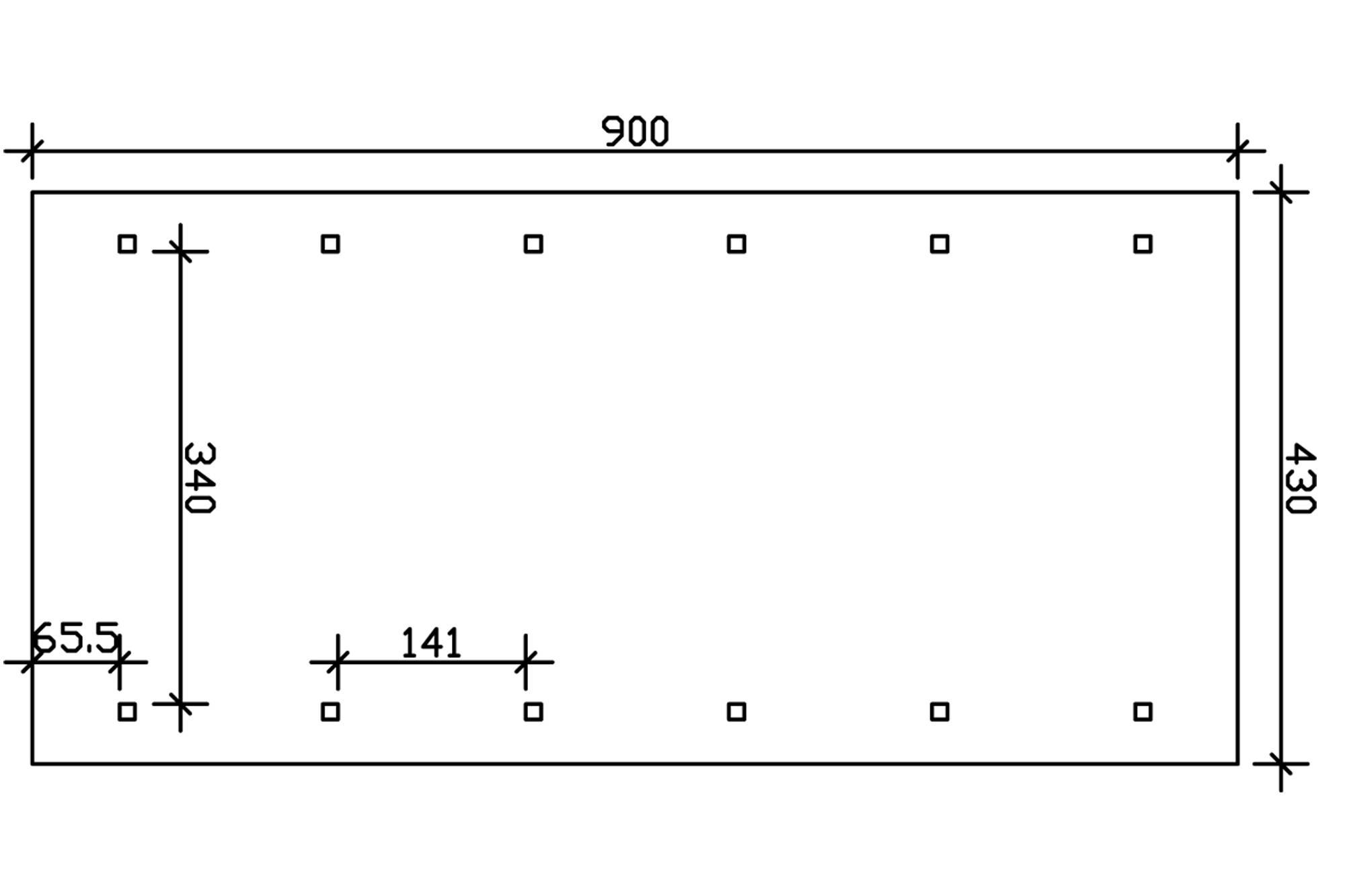 Grafik (Grundriss): Carport Wallgau 430 x 900 cm
