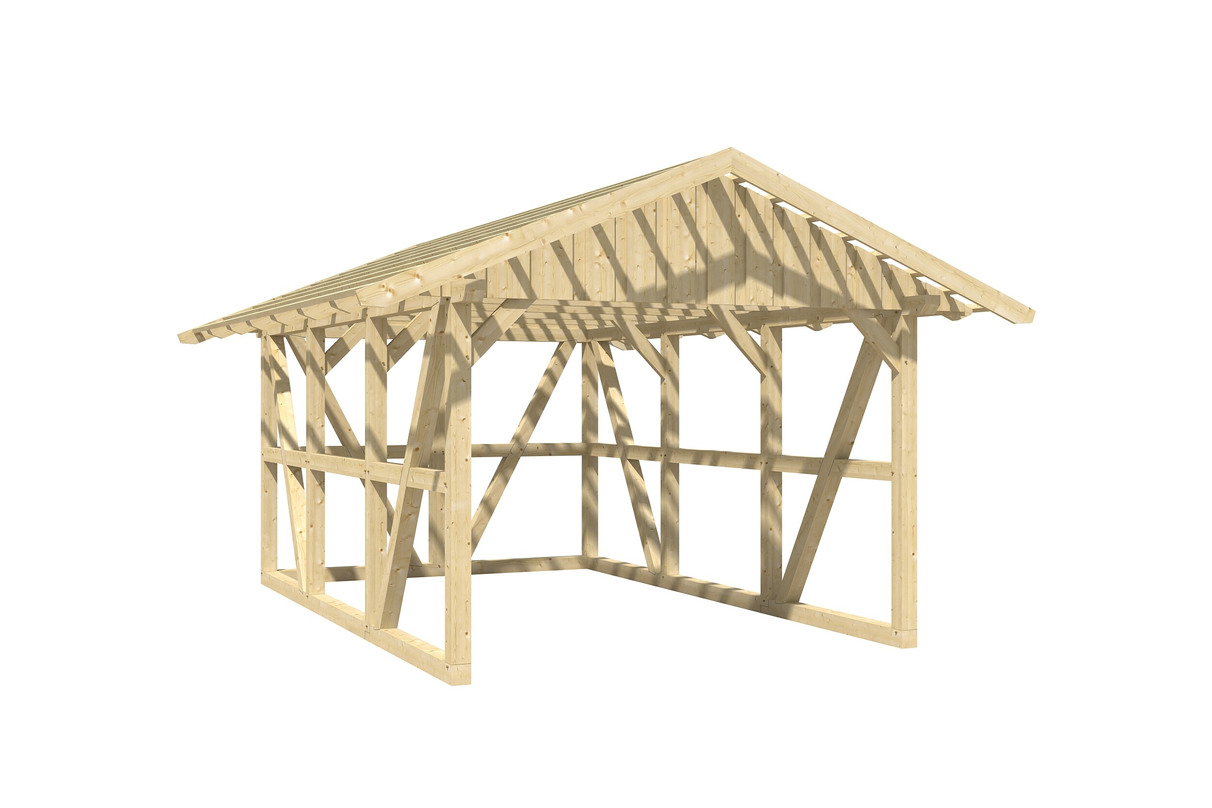 Carport SCHWARZWALD 434x600cm avec paroi arriere, lattis, KVH-bois d'épinette, non traité