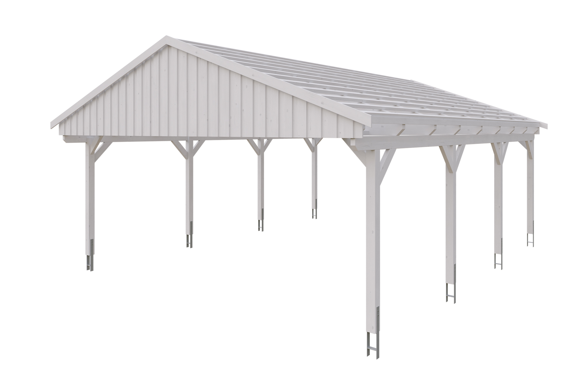 Produktbild: Carport Fichtelberg 618 x 808 cm, farblich behandelt in weiß, mit Dachlatten