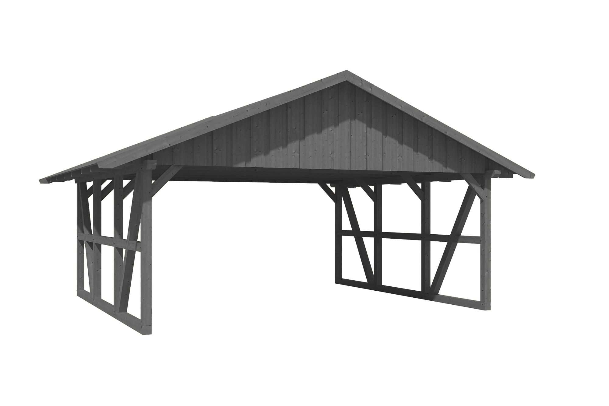 Produktbild: Carport Schwarzwald 684 x 600 cm, mit Dachschalung, farblich behandelt in schiefergrau