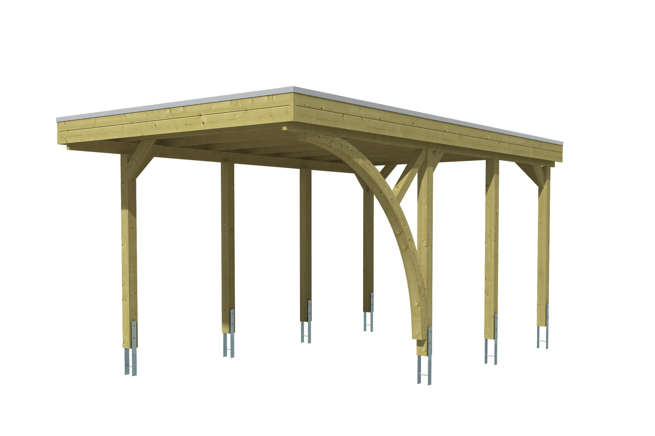 Carport Friesland Set E, 320 x 555 cm, mit einem Einfahrtsbogen, grün imprägniert