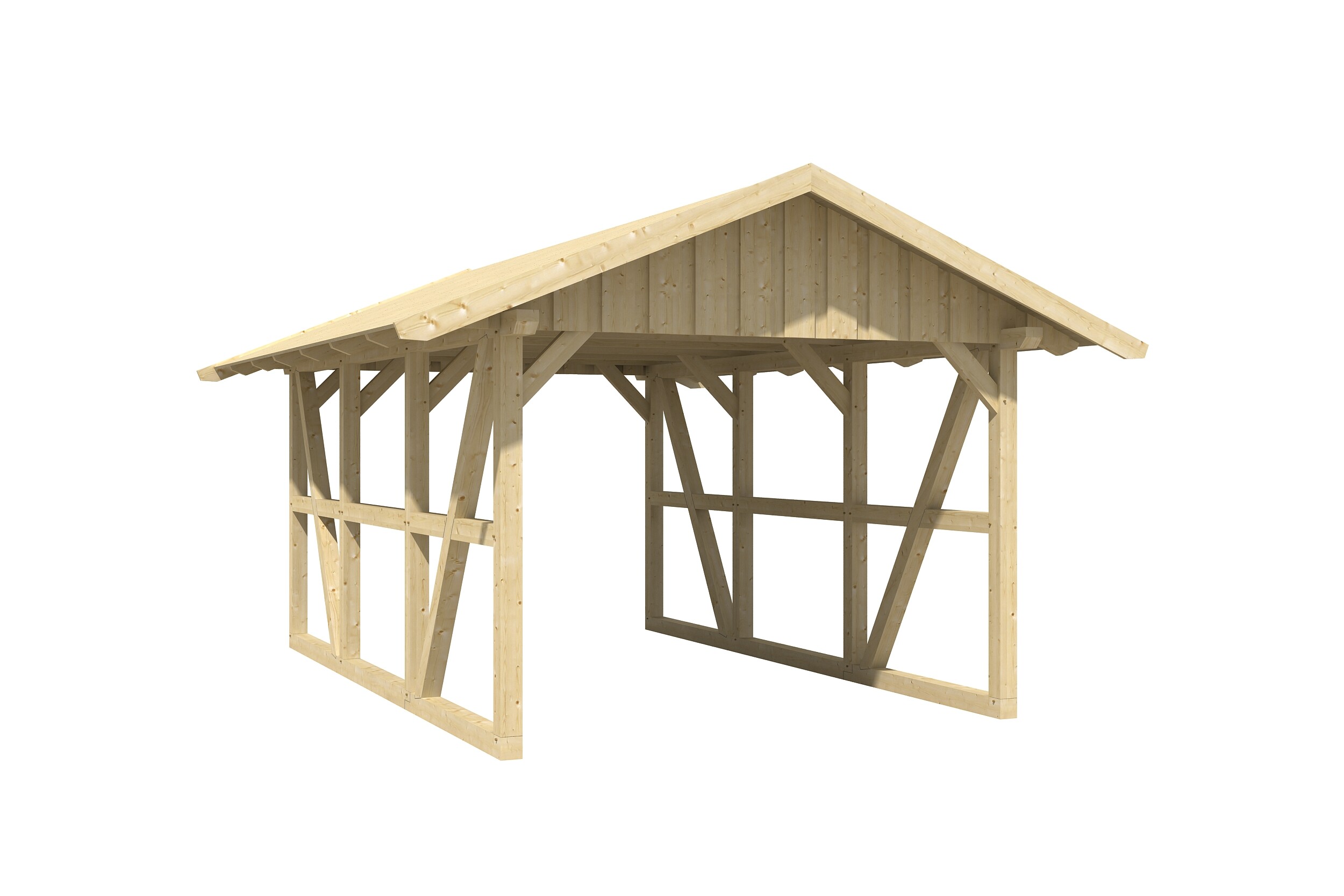 Carport Schwarzwald 424 x 600 cm, natur, mit Dachschalung