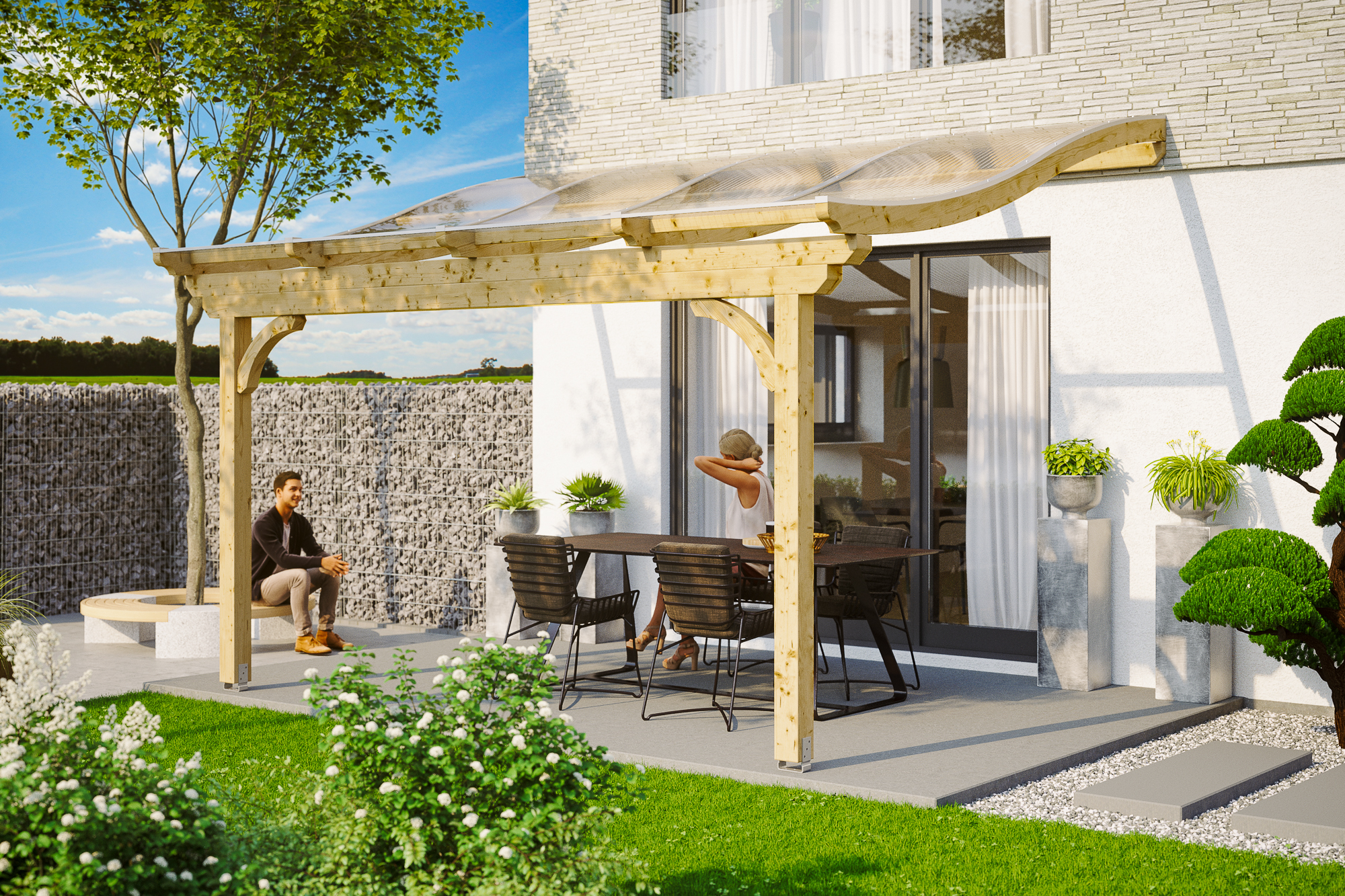 Ambientebild: Terrassenüberdachung Verona, Breite 434 cm, unbehandelt