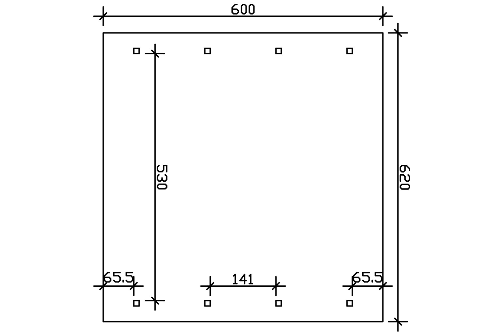Grafik (Grundriss): Carport Wallgau 620 x 600 cm