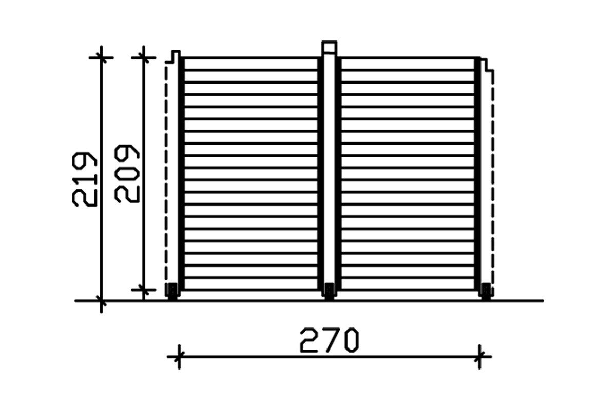 Zijwand voor paviljoen Toulouse 270 x 209 cm, sparrenhout, gelakt in licht eiken