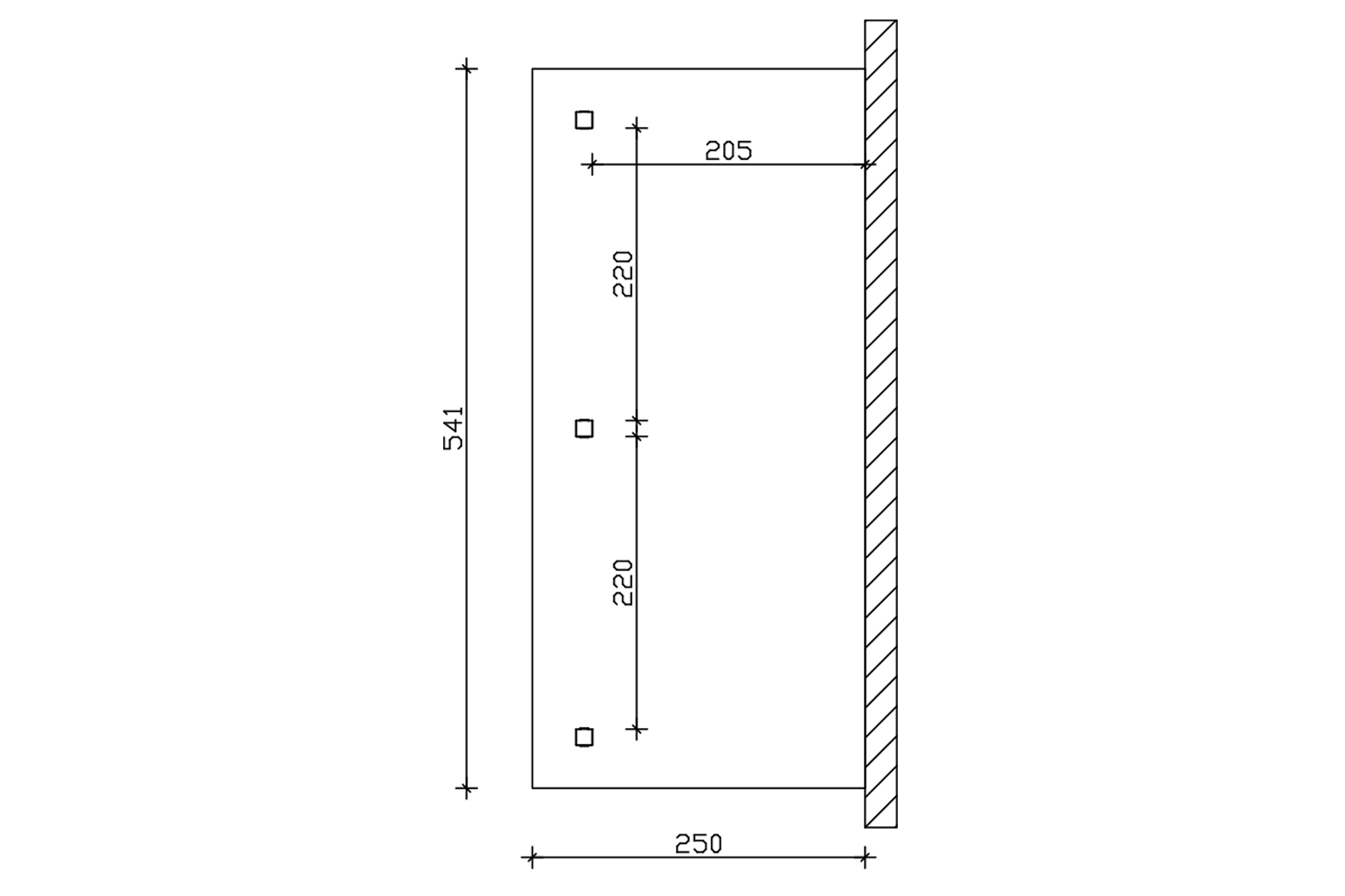 Grafik (Grundriss): Terrassenüberdachung Rimini 541x250 cm