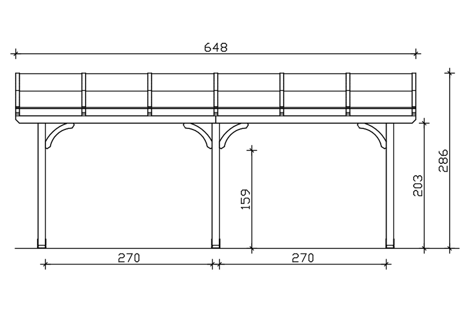 Terrace roof Venezia 648 x 289 cm, glulam, white