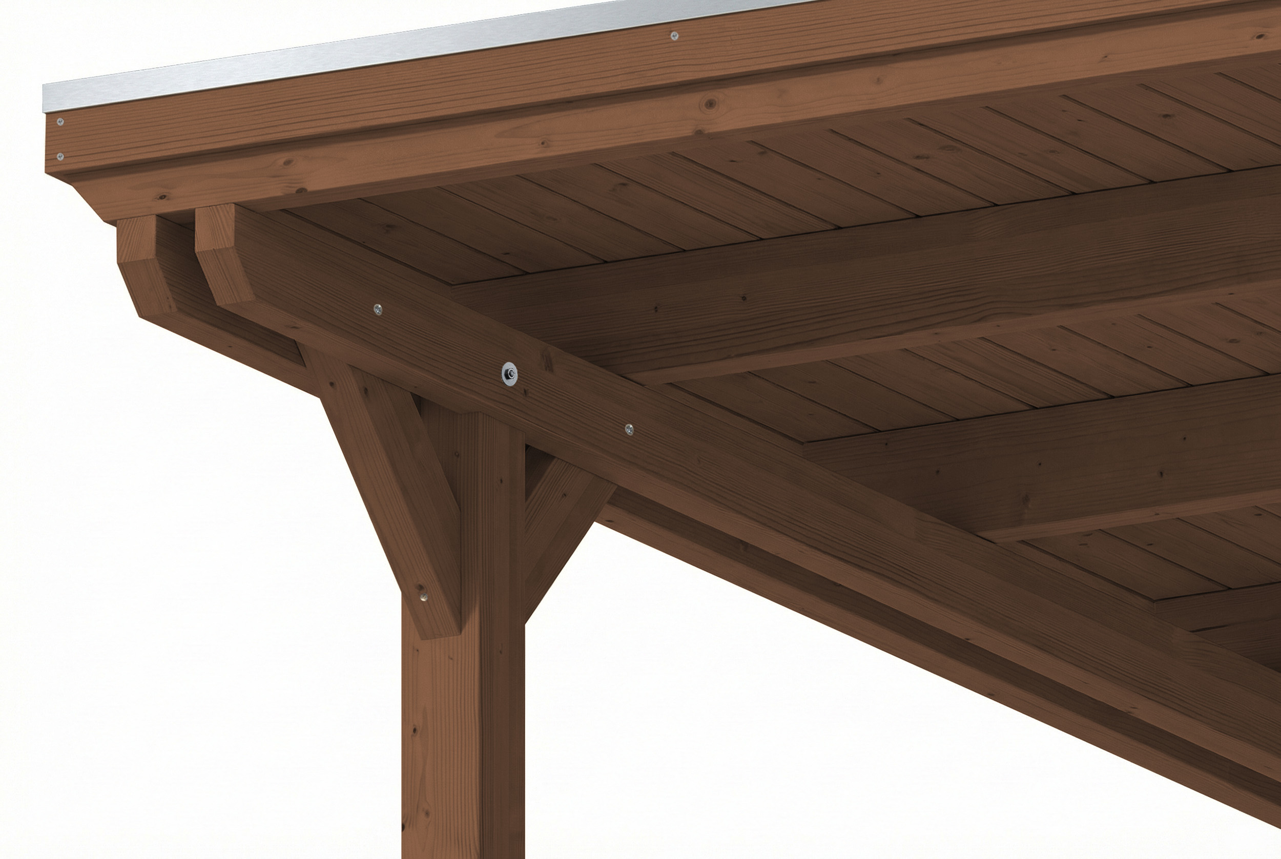 Carport Emsland 340 x 604 cm mit EPDM-Dach, nussbaum
