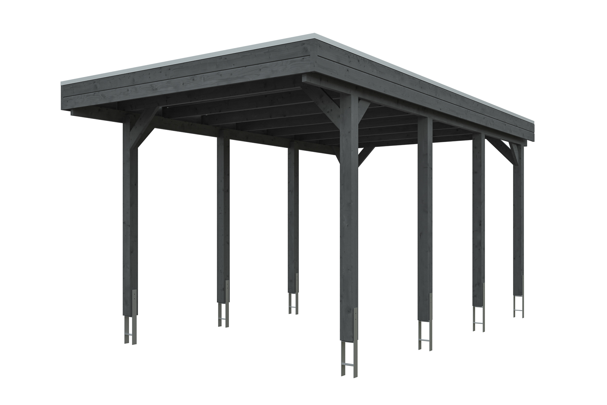 Carport Friesland 320 x 555 cm, mit Stahl-Dachplatten, schiefergrau