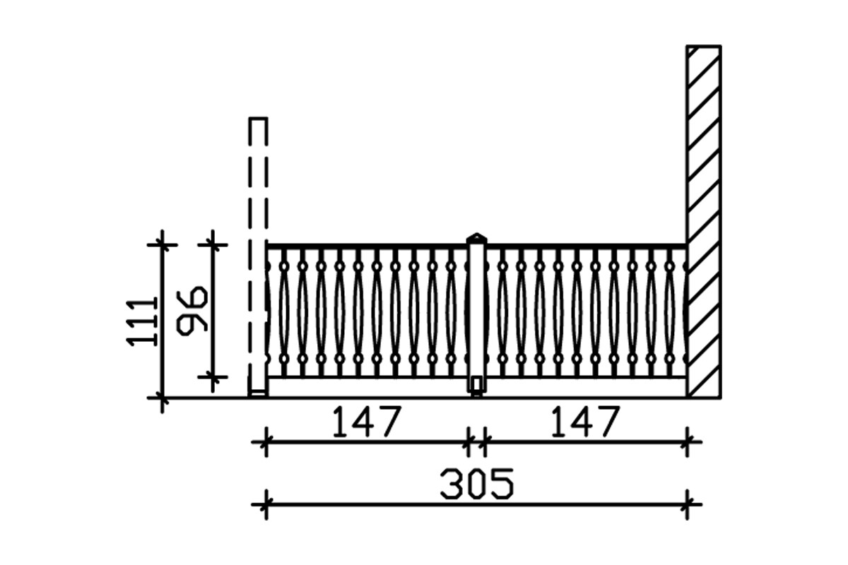 Balustrade balcony siding 305 x 96 cm, spruce, untreated