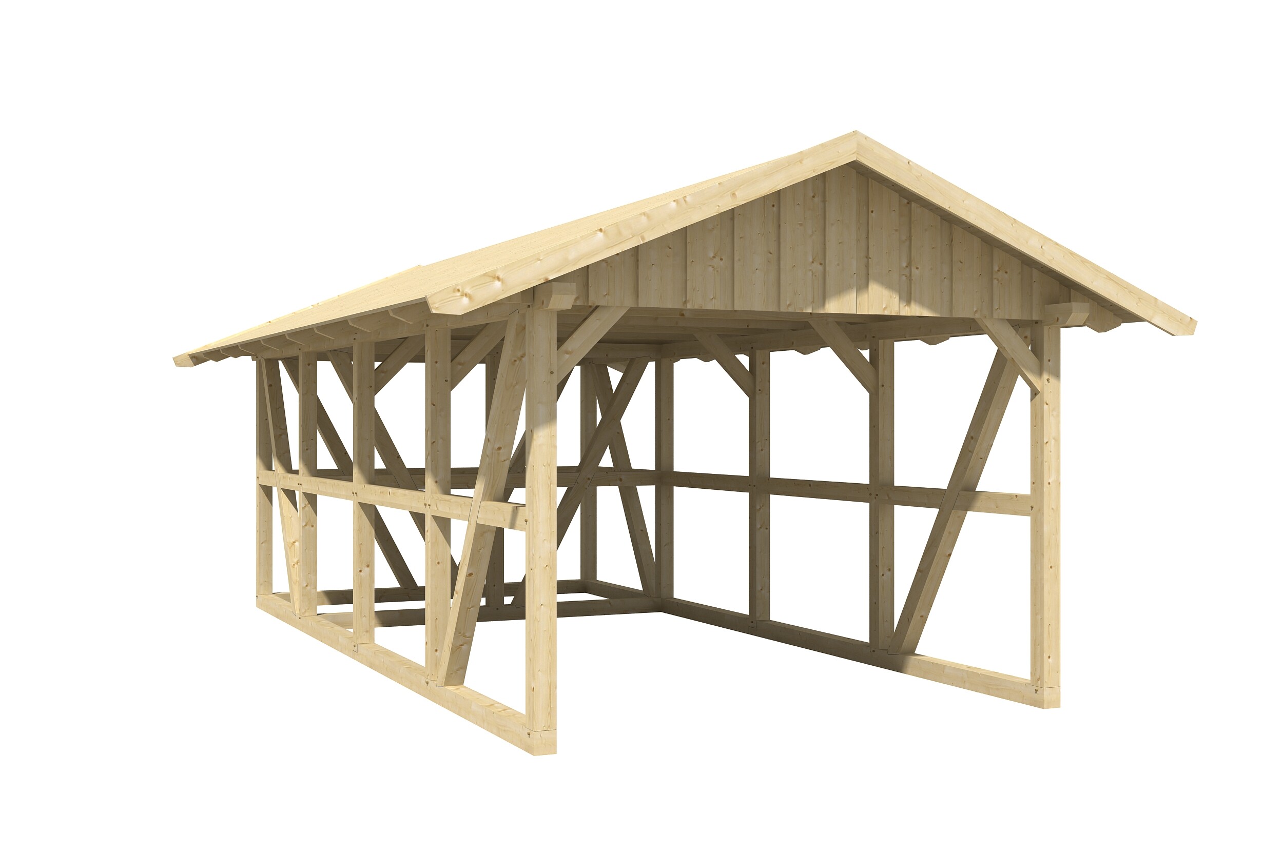 Carport Schwarzwald 424 x 772 cm, met bergruimte, met dakbetimmering, onbehandeld