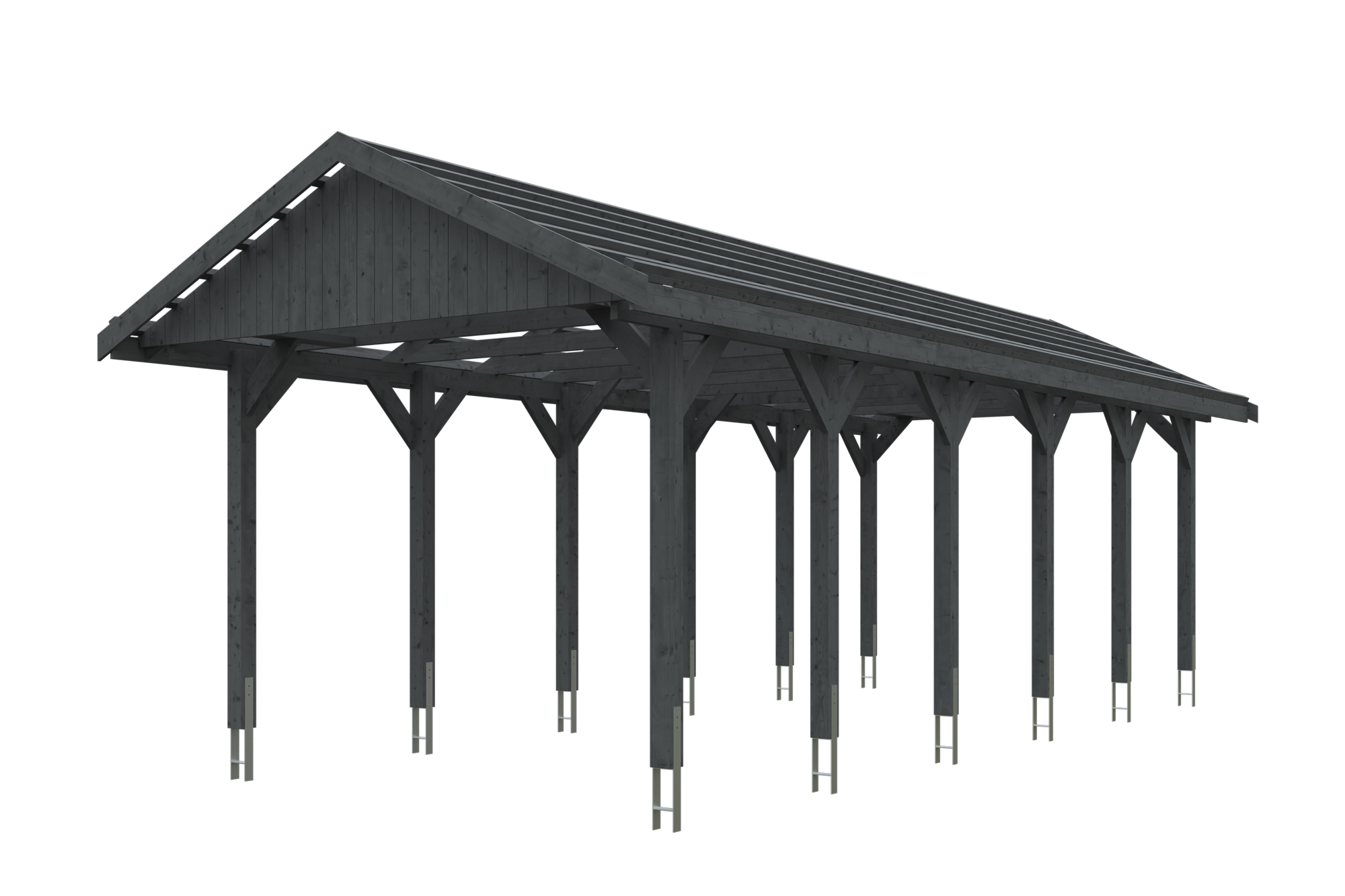 Produktbild: Carport Wallgau 380 x 900 cm, mit Dachlatten, farblich behandelt in schiefergrau