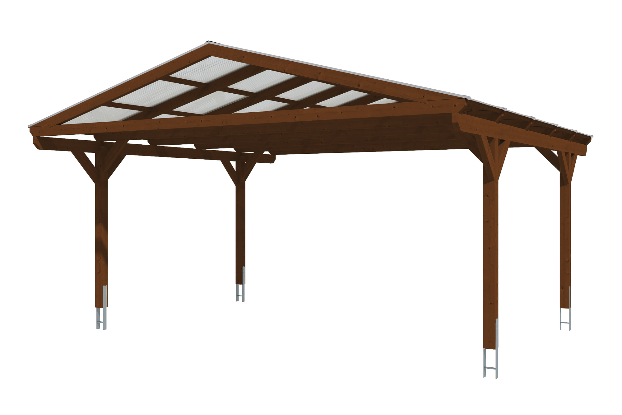 Produktbild: Carport Westerwald 570 x 541 cm, farblich behandelt in nussbaum