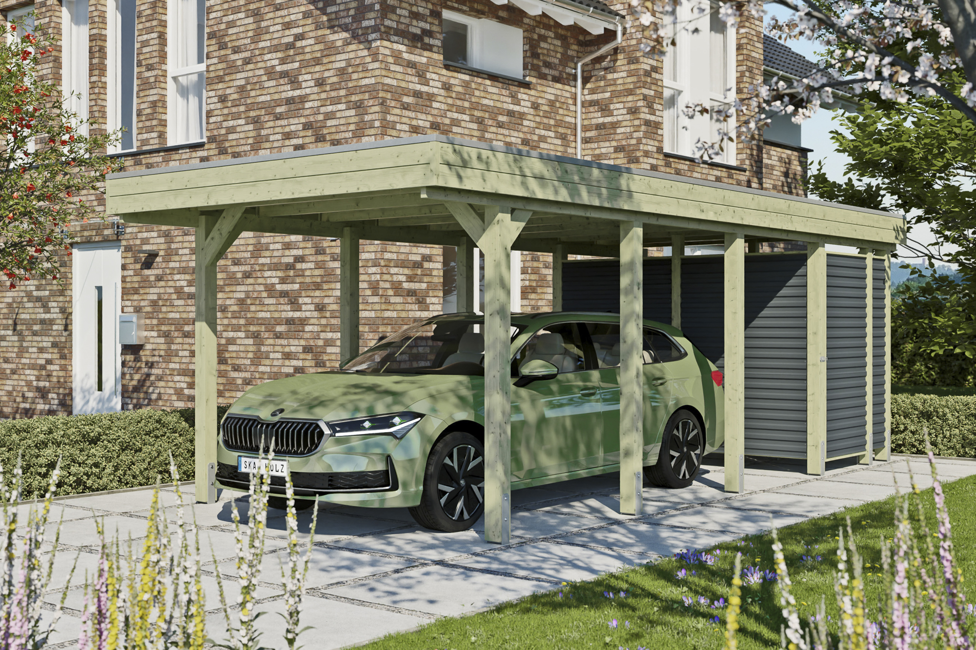 Ambientebild: Carport Friesland Set 12, 314 x 708 cm, mit Abstellraum