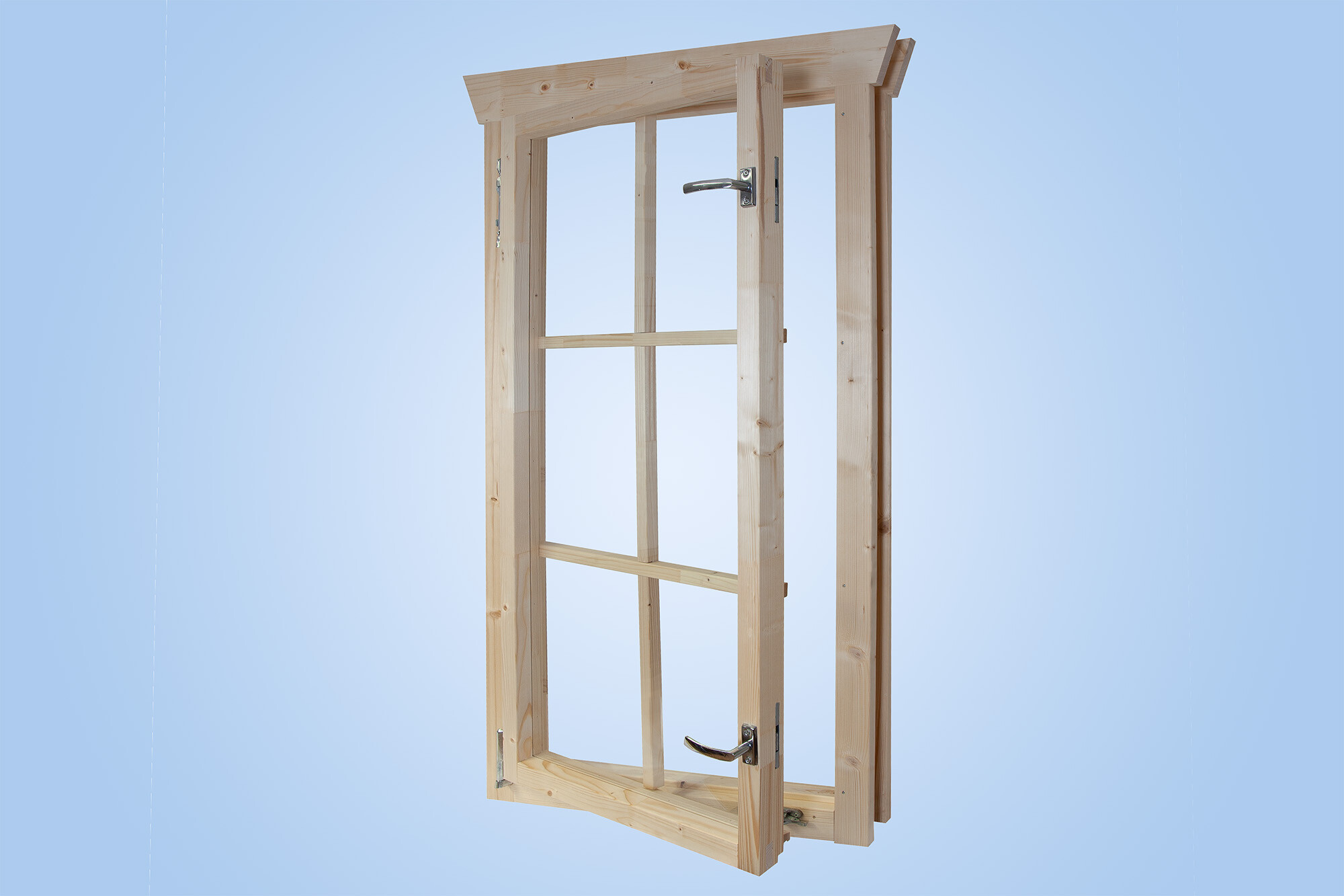 Single window, left hinge 57,5x123,5cm, 45mm, untreated