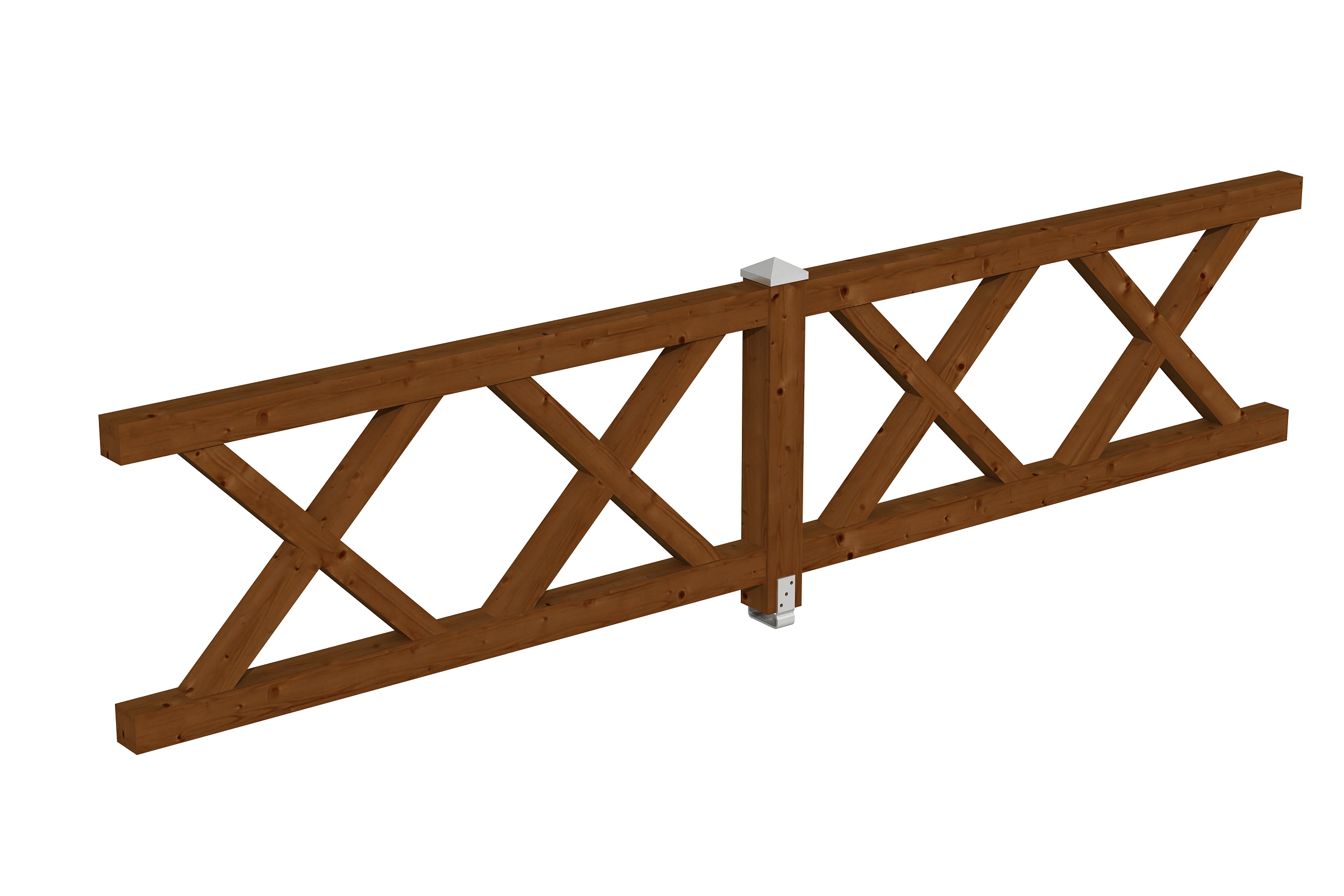 Brüstung Andreaskreuz 400 x 84 cm, Fichte, nussbaum