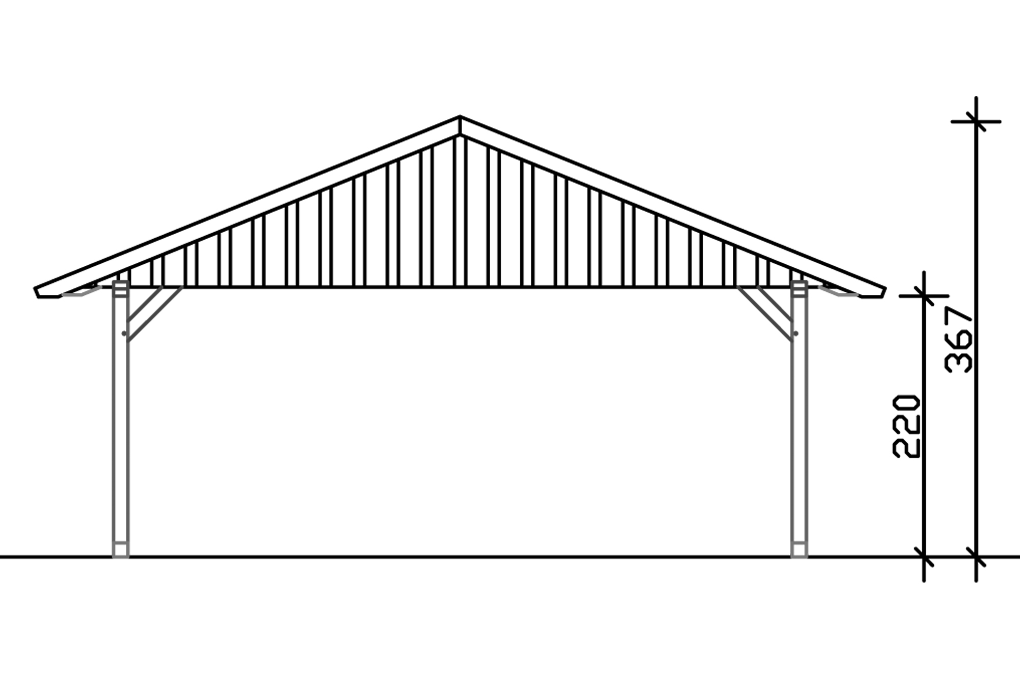 Carport Schwarzwald 684 x 600 cm, weiß, mit Dachschalung