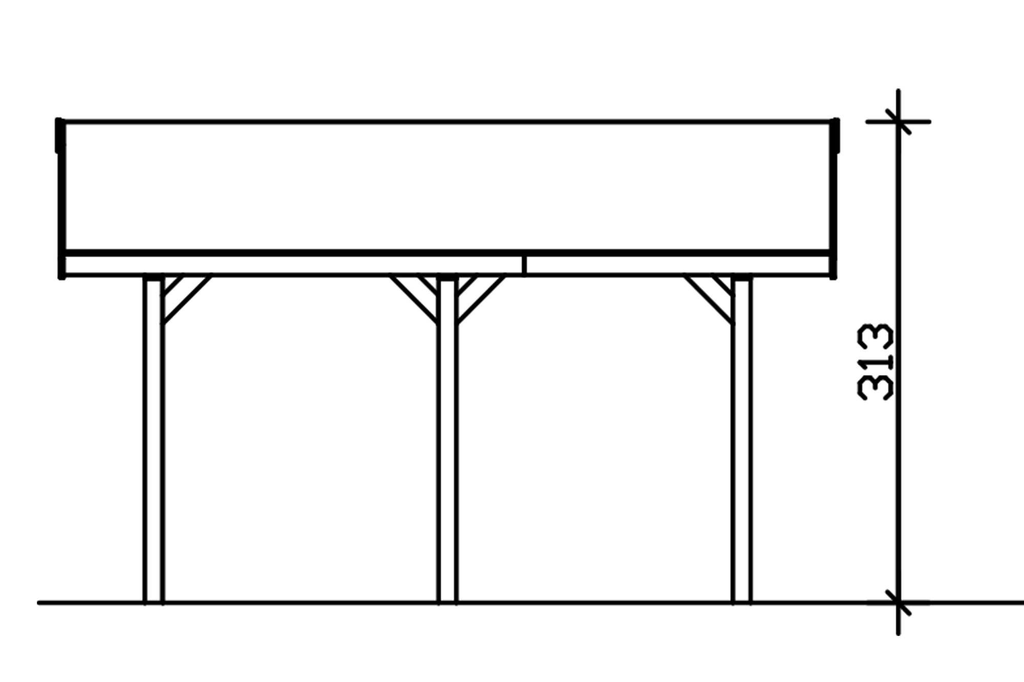 Přístřešek na auto WALLGAU 380 x 500 cm, ořech, červená šindele