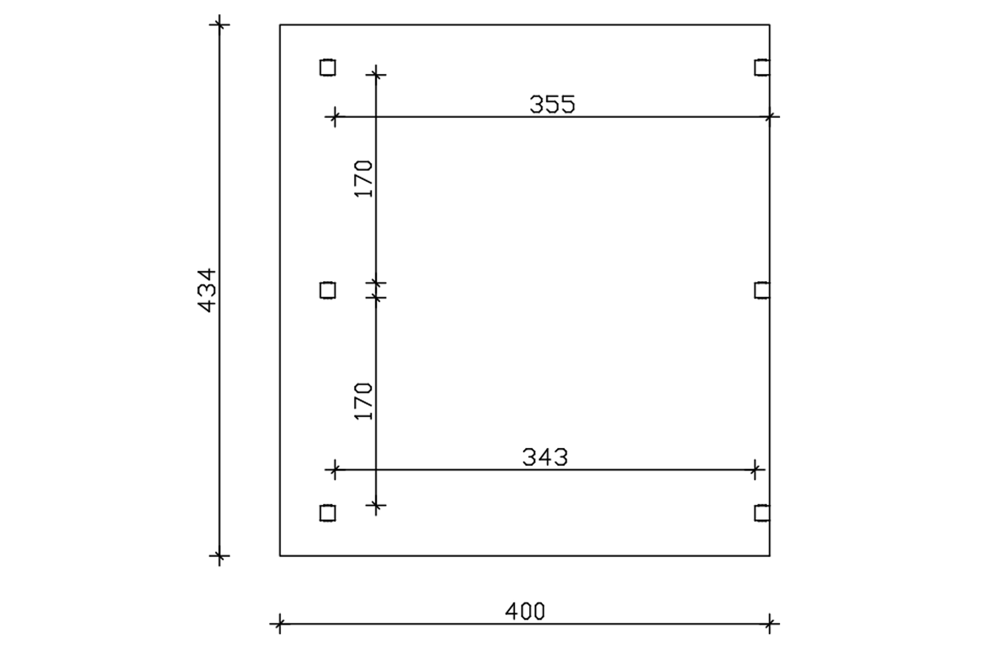 Grafik (Grundriss): Terrassenüberdachung Siena 434x400 cm