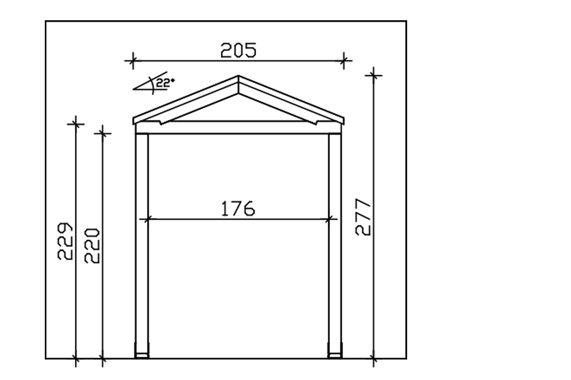Grafik (Vorderansicht): Vordach Sellin 