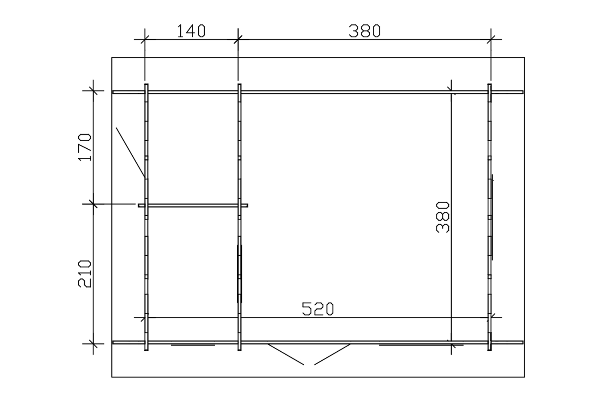 Abri de jardin ESBJERG 1, 380x520cm, 45mm, non traité