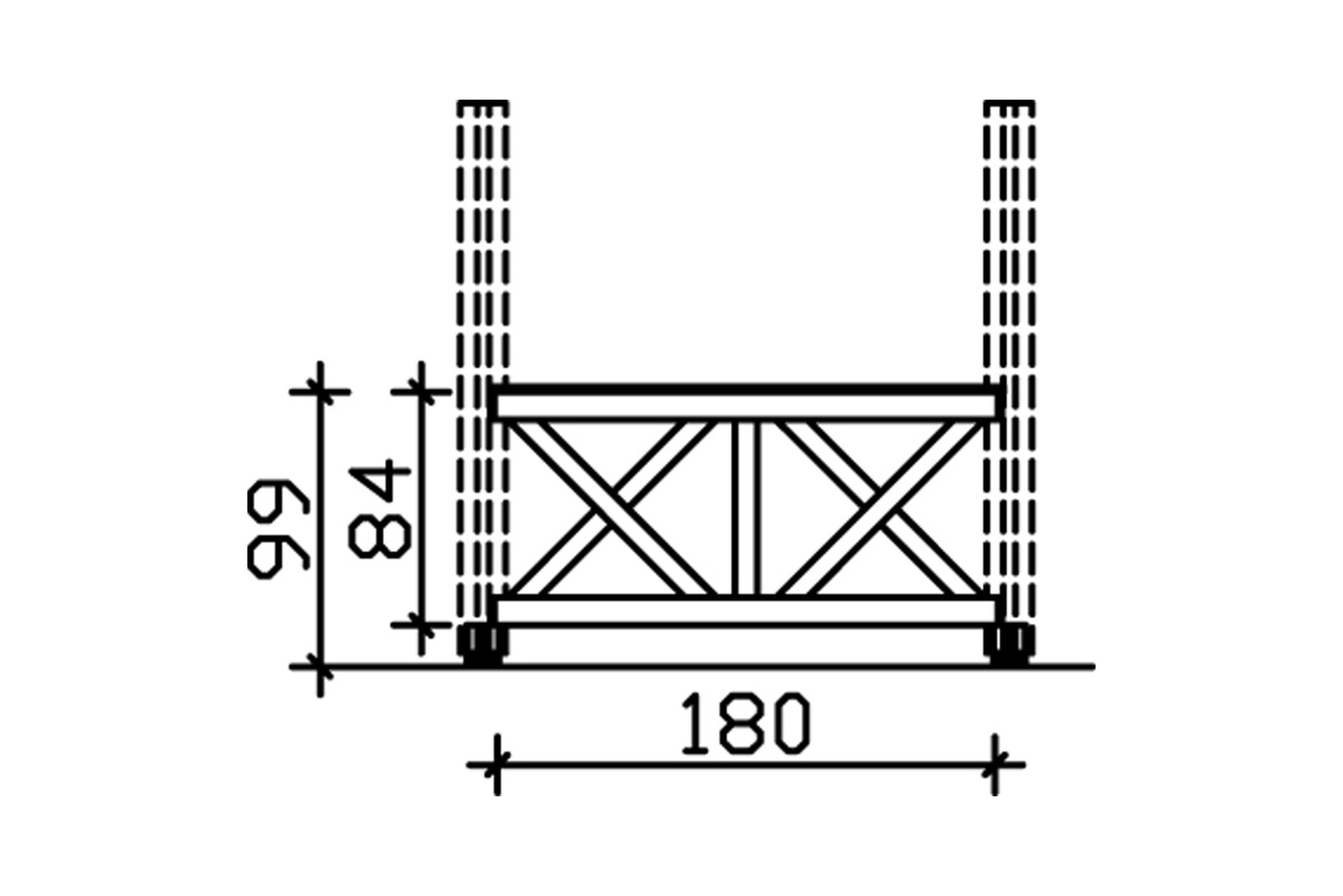 Balustrade 180 x 84 cm (LYON 3), Croix de saint André, douglas, non traité