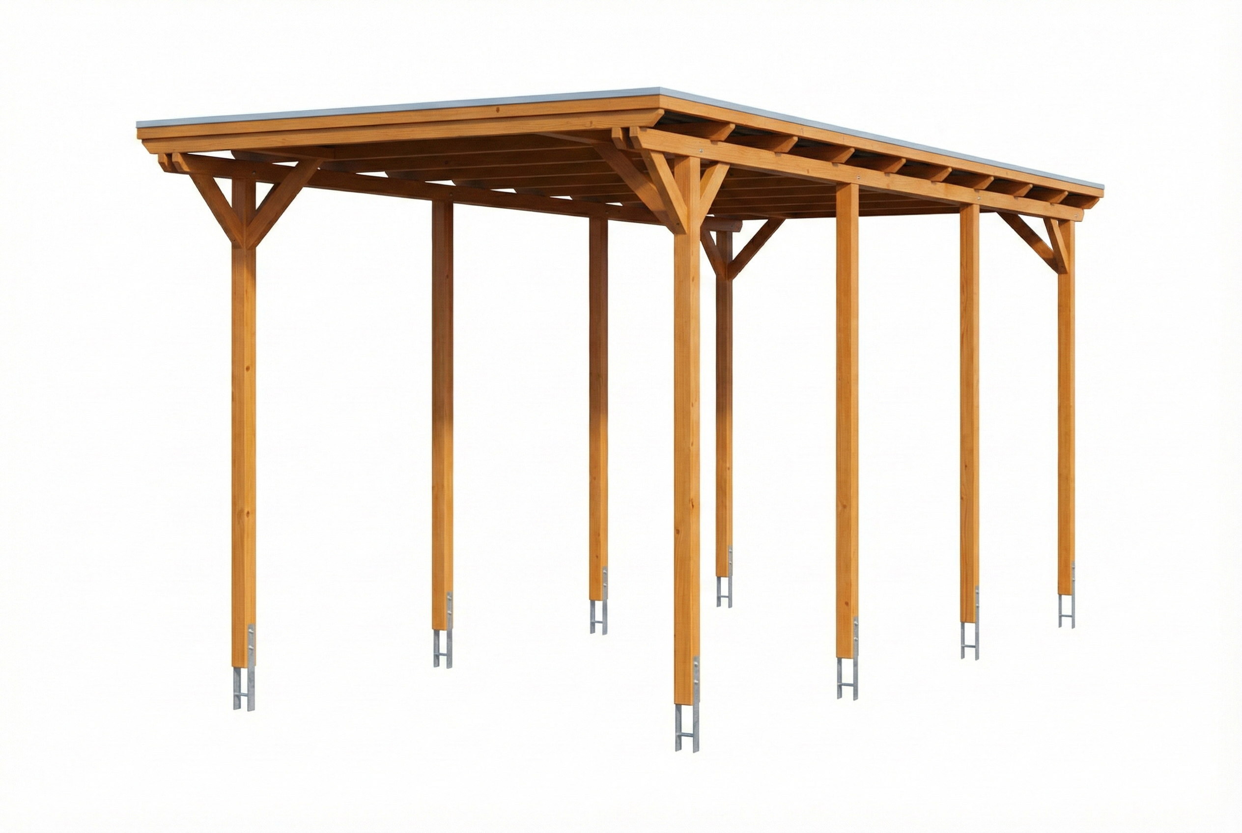 Carport Emsland Caravan 402 x 846 cm, panneaux de toit en acier avec voile de condensation antique, chêne clair